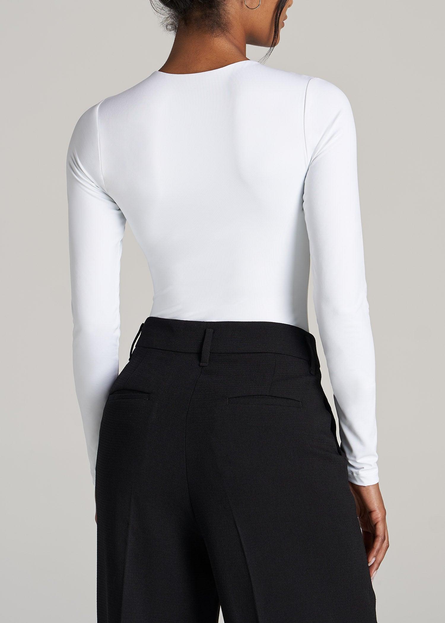 Long Sleeve Bodysuit for Tall Women in Bright White Female Product Image