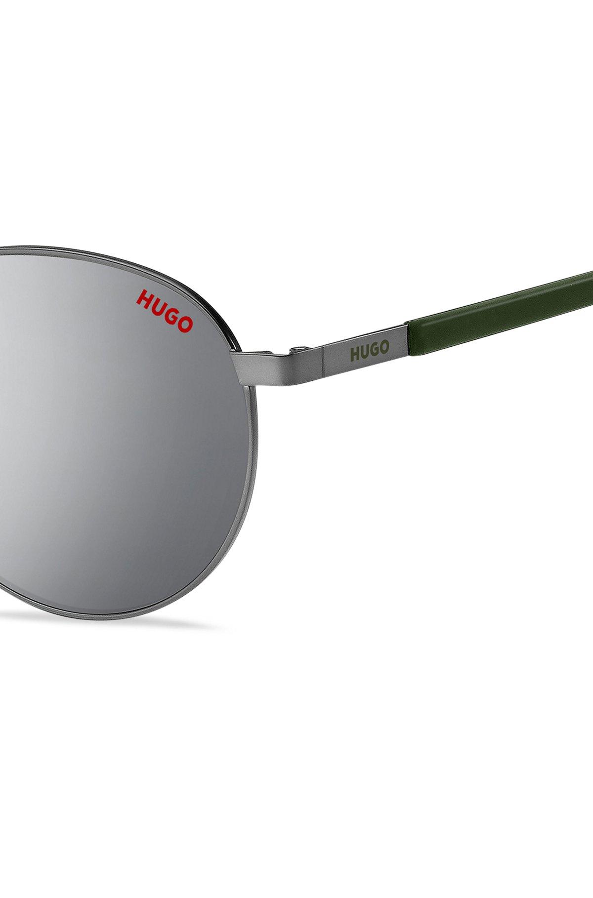 HUGO - Round sunglasses with khaki-colored temples Product Image
