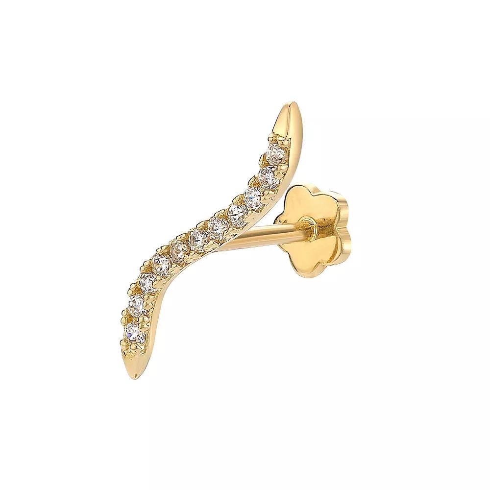 Lila Moon 14k Gold Cubic Zirconia Curved Bar Cartilage Earring, Women's Product Image