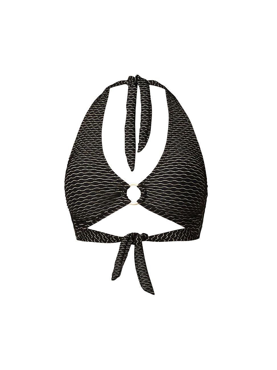 Womens Metallic Stripe Halter Bikini Top Product Image