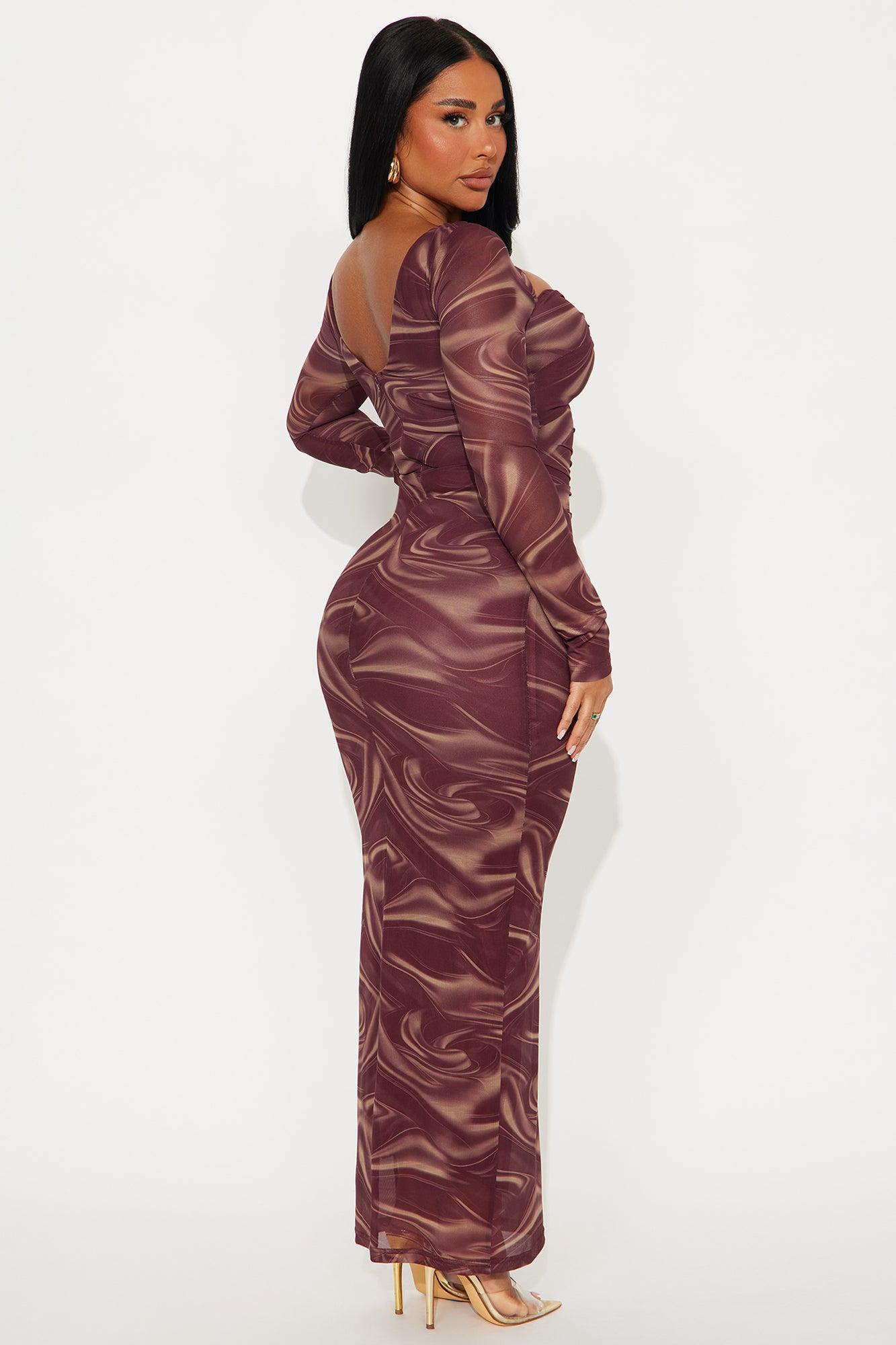 After Dark Cut Out Maxi Dress - Burgundy Female Product Image