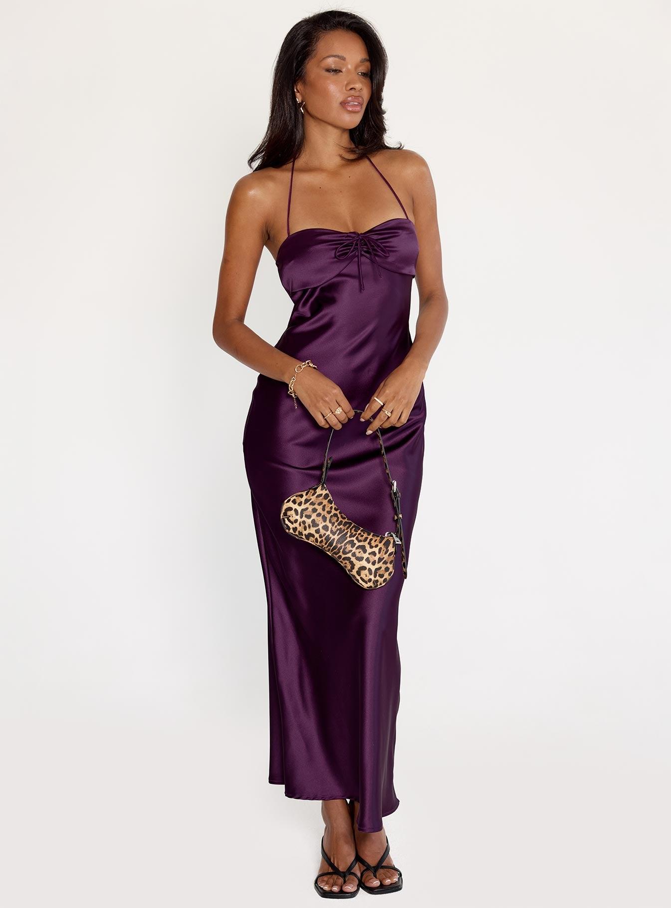 Fireproof Halter Maxi Dress Plum Product Image