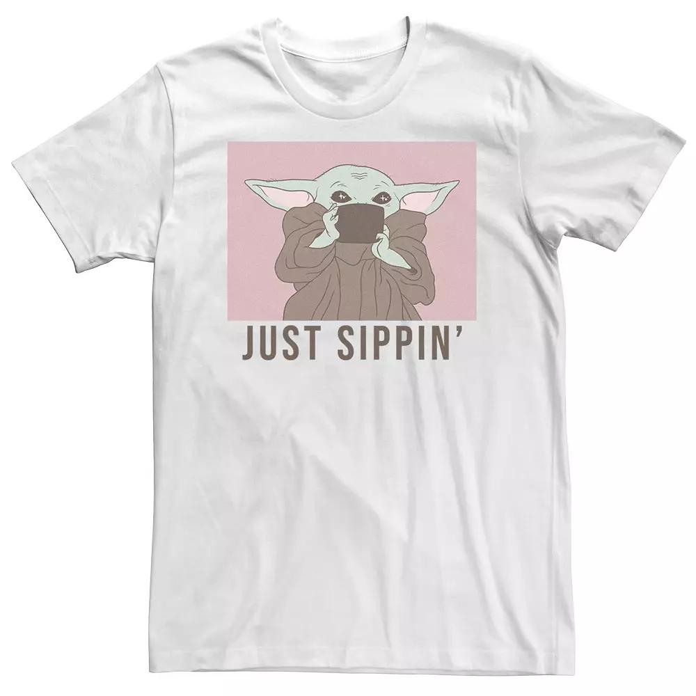Big & Tall Star Wars The Mandalorian The Child Just Sippin' Tee, Men's, Size: 3XL, White Product Image