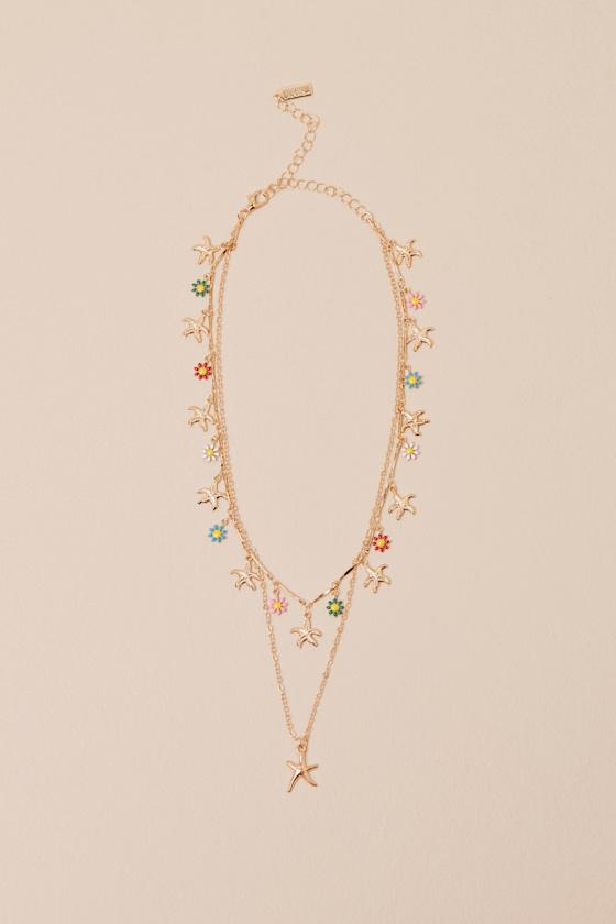 Anely Gold Starfish Charm Layered Necklace Product Image
