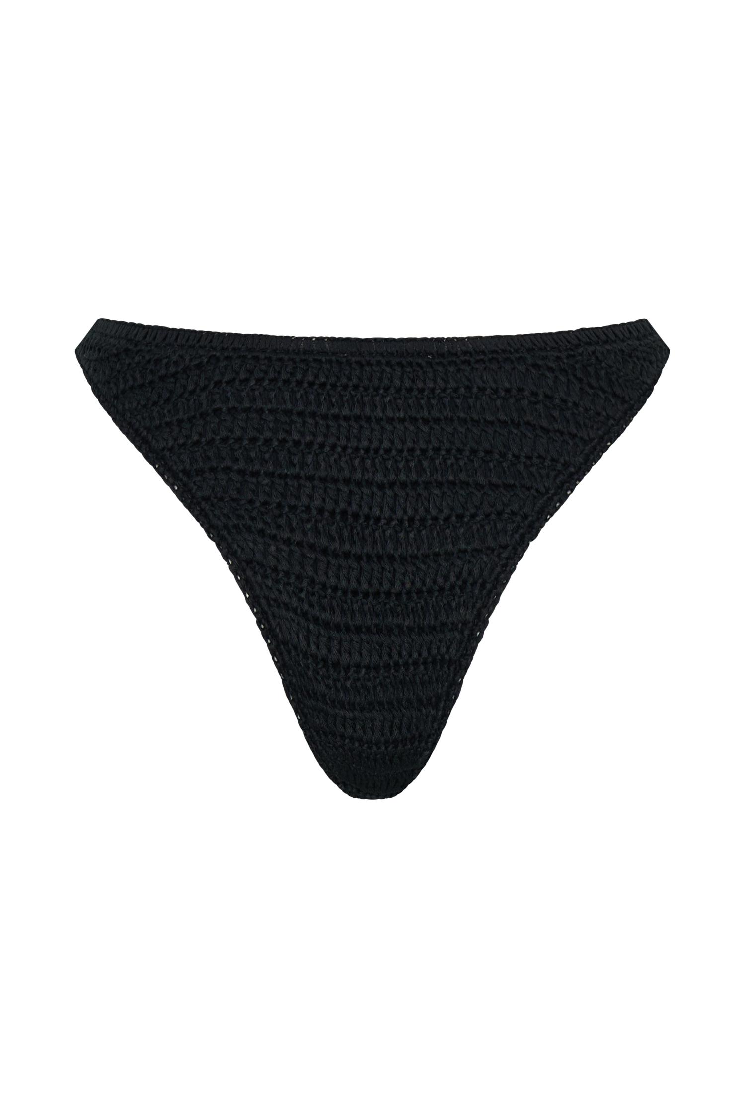 Skye Floral Crochet Tie Up Bikini Bottom - Black And White Product Image