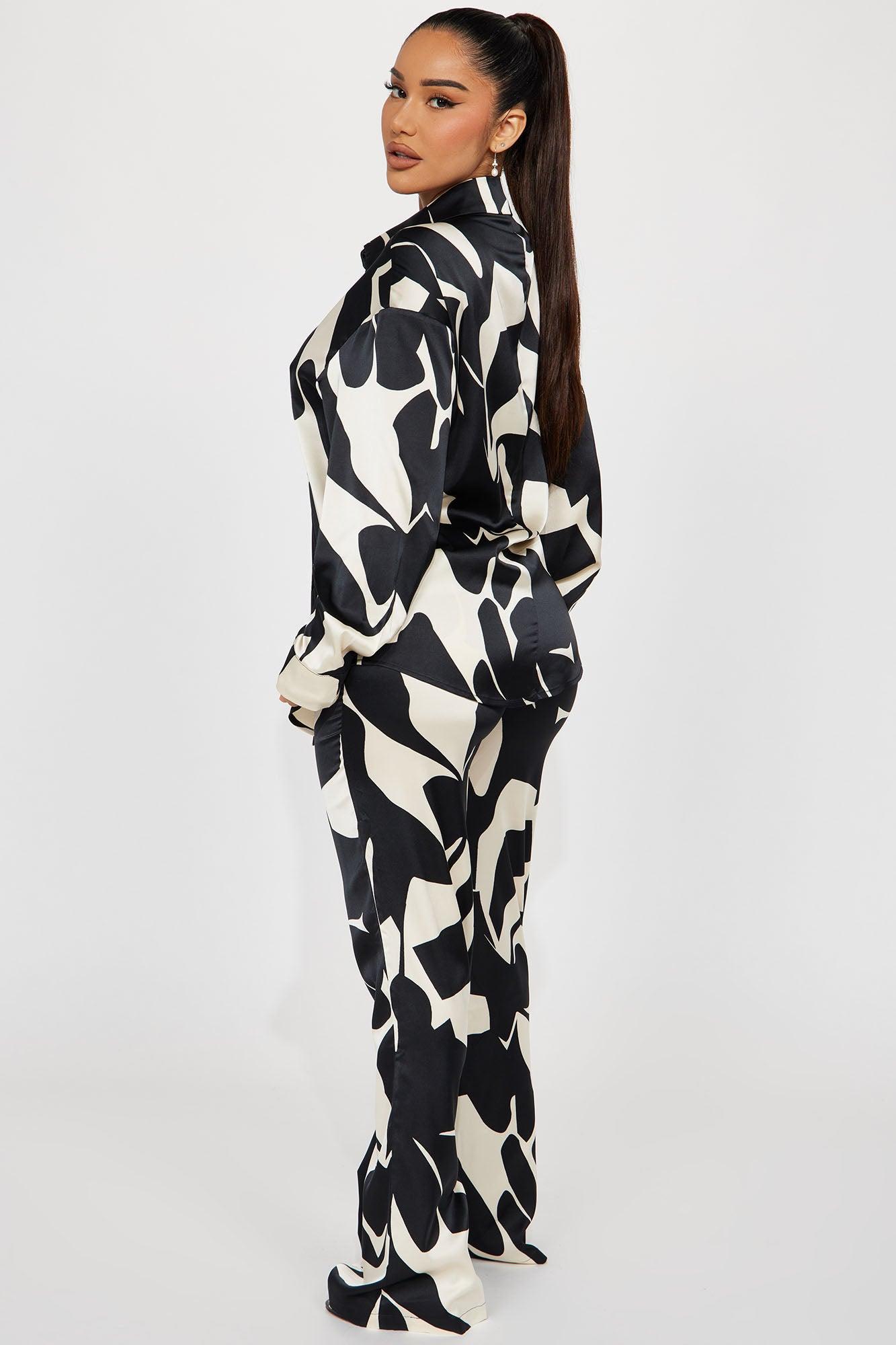 New Night Satin Pant Set - Black/combo Product Image