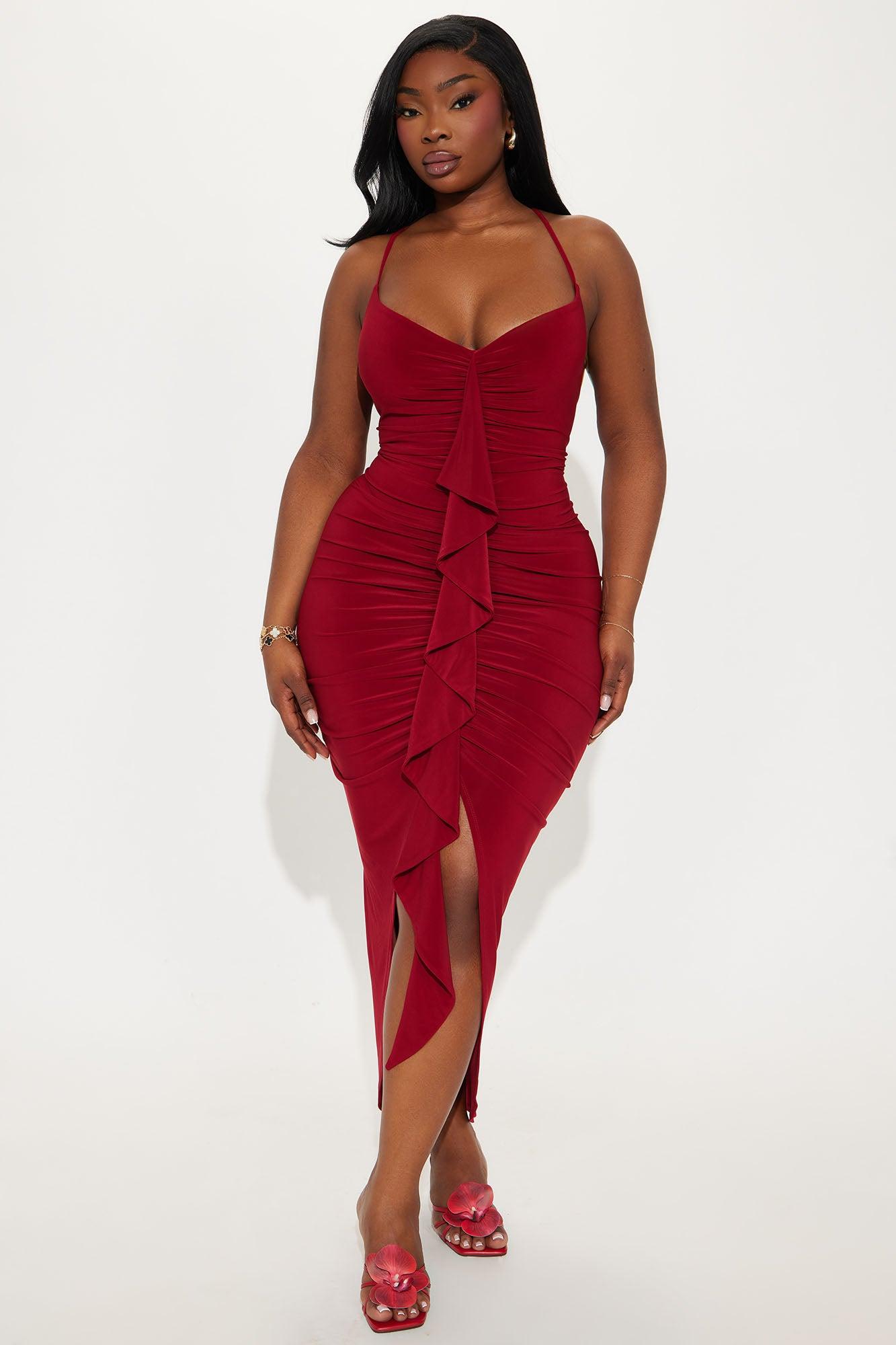 Gloria Midi Dress - Wine Product Image