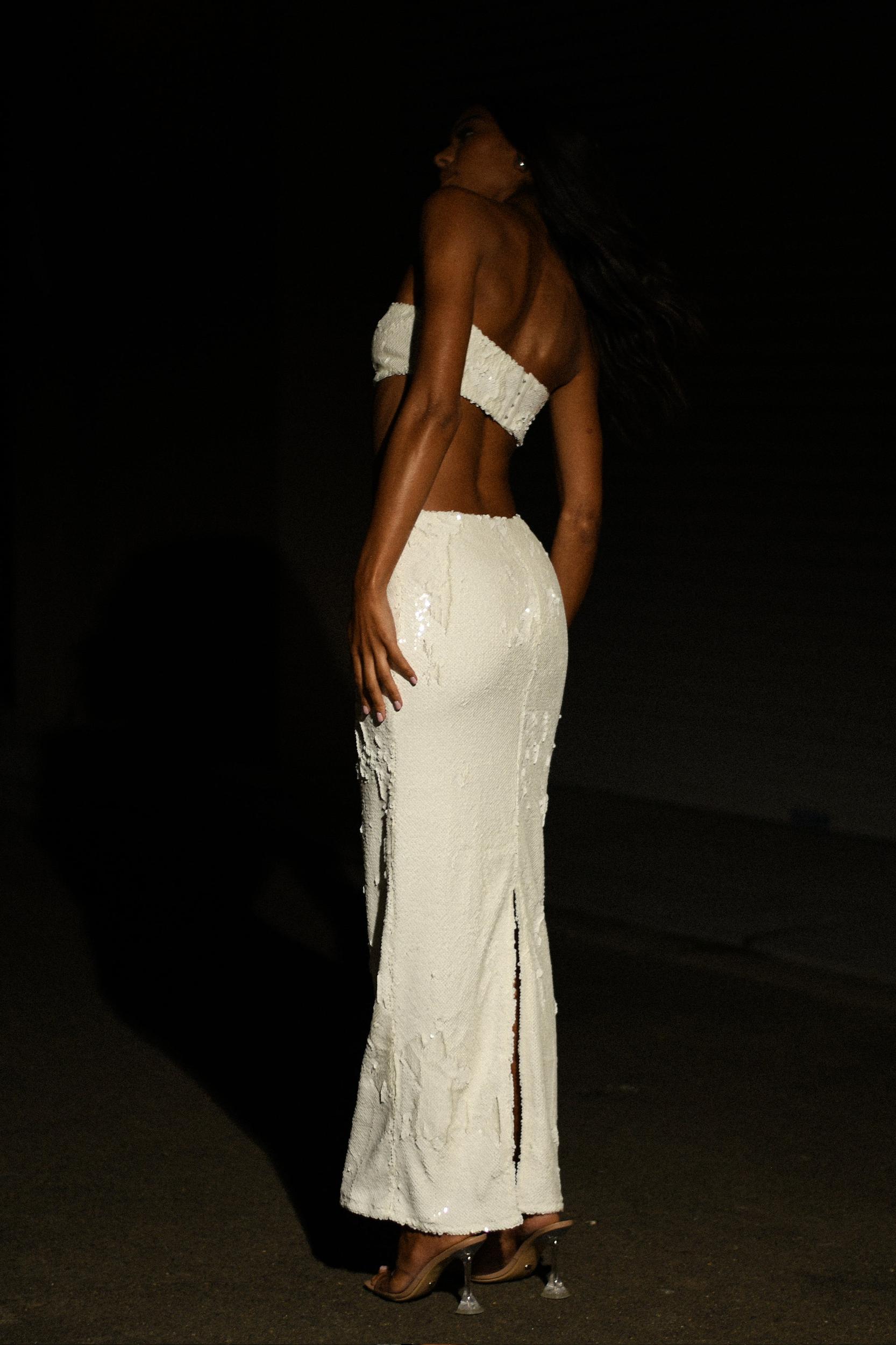 Cosette Sequin Maxi Skirt - White Product Image