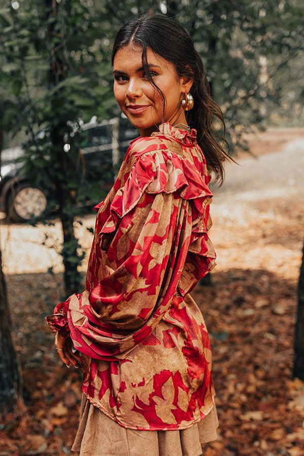 Set The Show Off Satin Ruffle Top Product Image