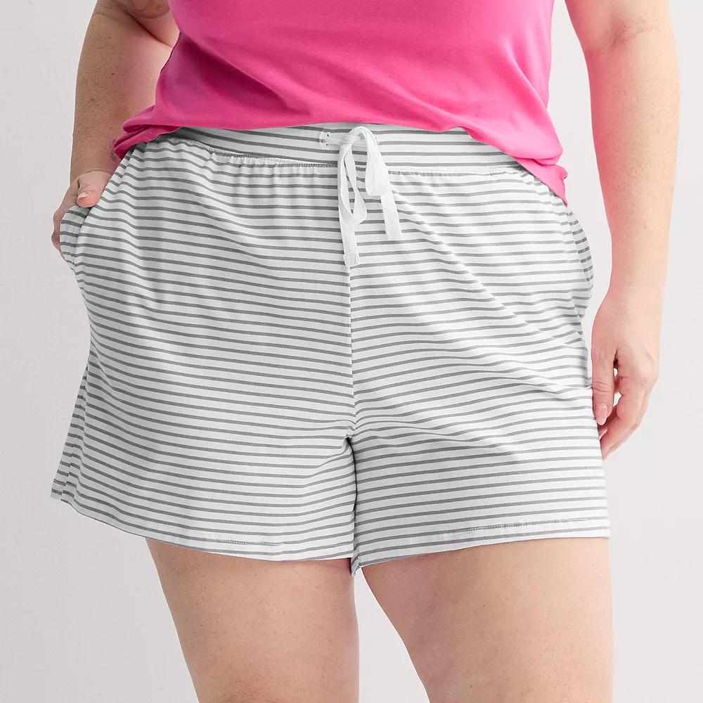 Plus Size Sonoma Goods For Life® Striped Sleep Shorts, Women's, Size: 2XL, White Gray Stripe Product Image