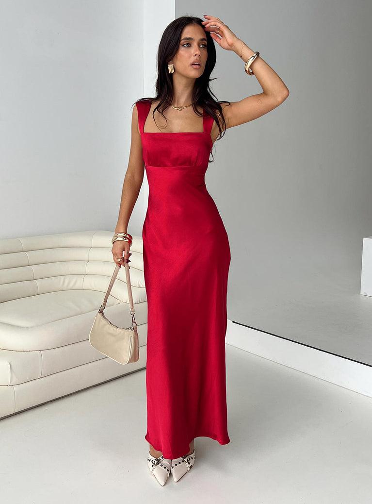 Radioactive Bias Cut Maxi Dress Red Product Image