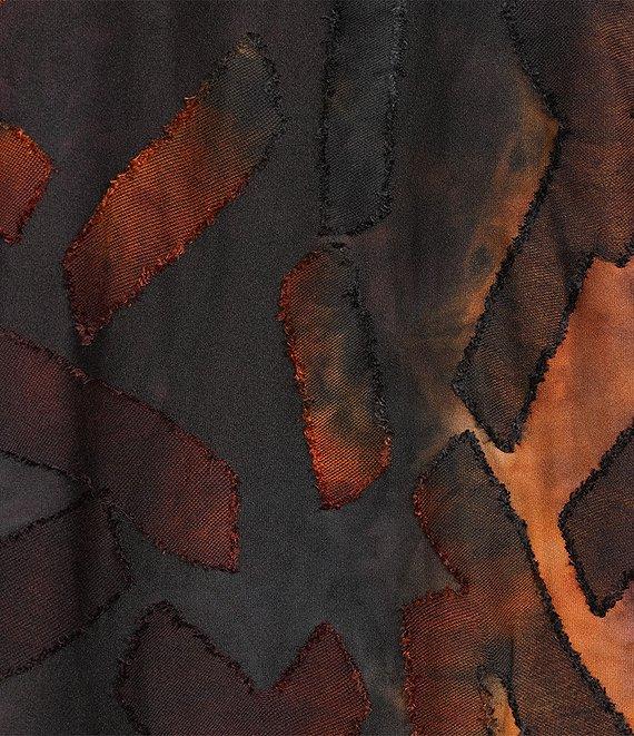 Calessa Plus Size Tie-Dye Print Crew Neck 3/4 Sleeve Asymmetric Tunic Product Image