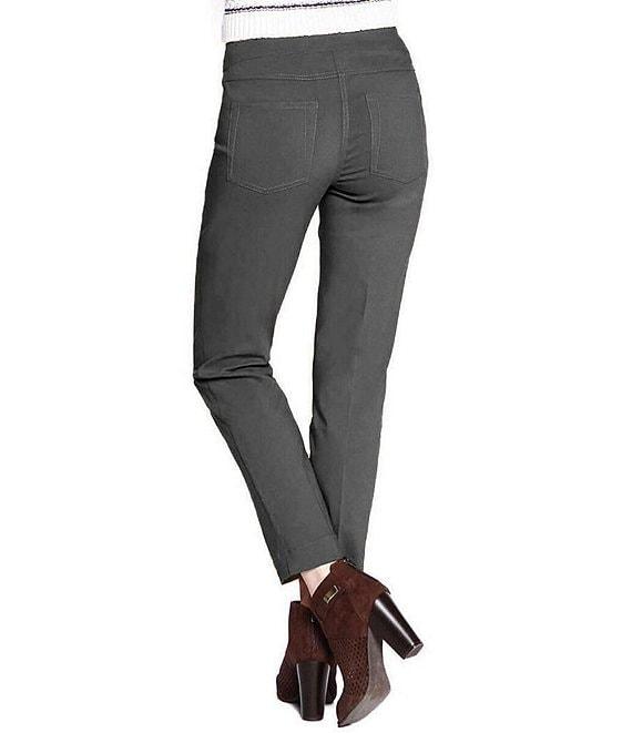 Slimsation® by Multiples Flat Front Straight Leg Pull-On Ankle Pants Product Image