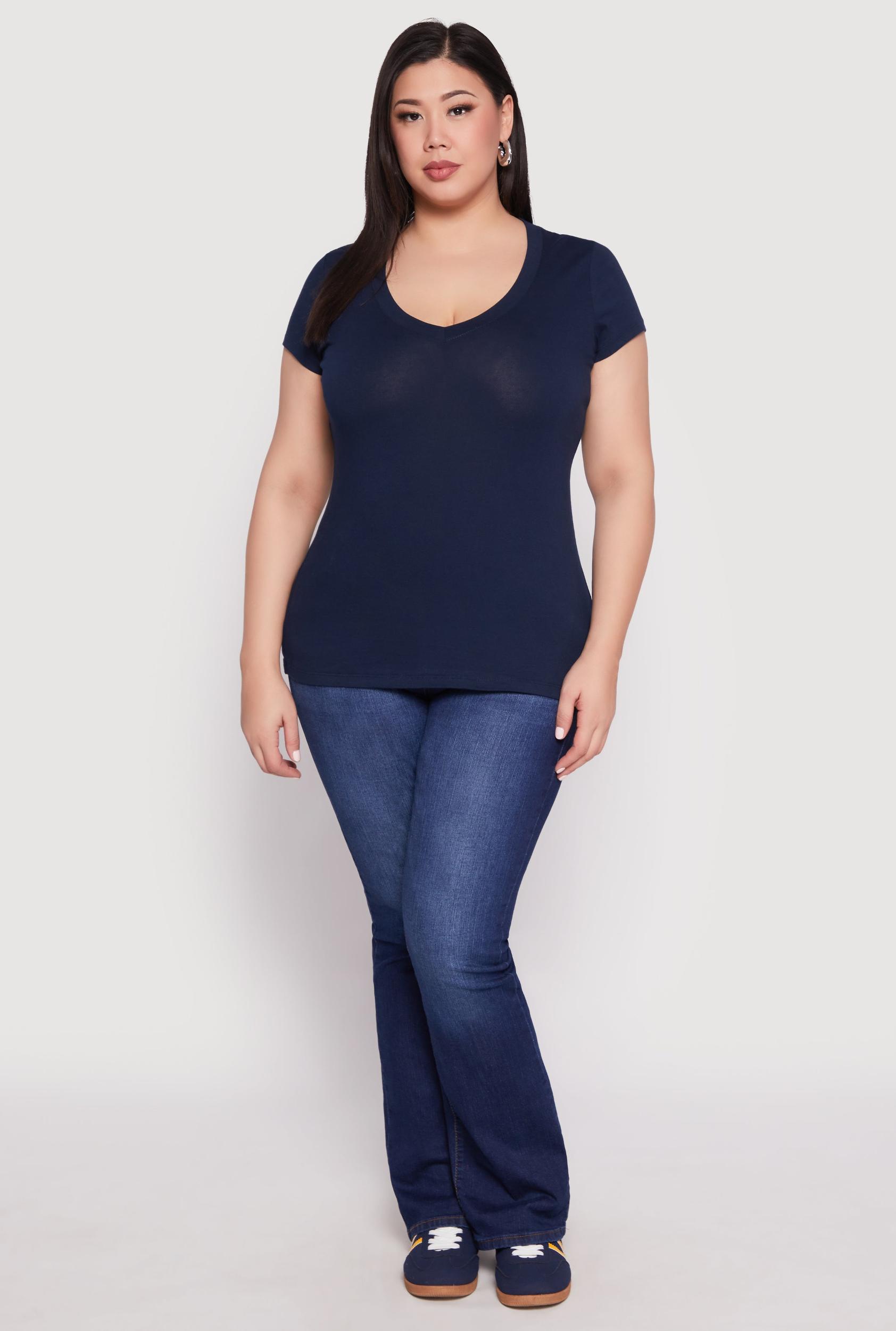 Womens Plus Size V Neck Tee Product Image