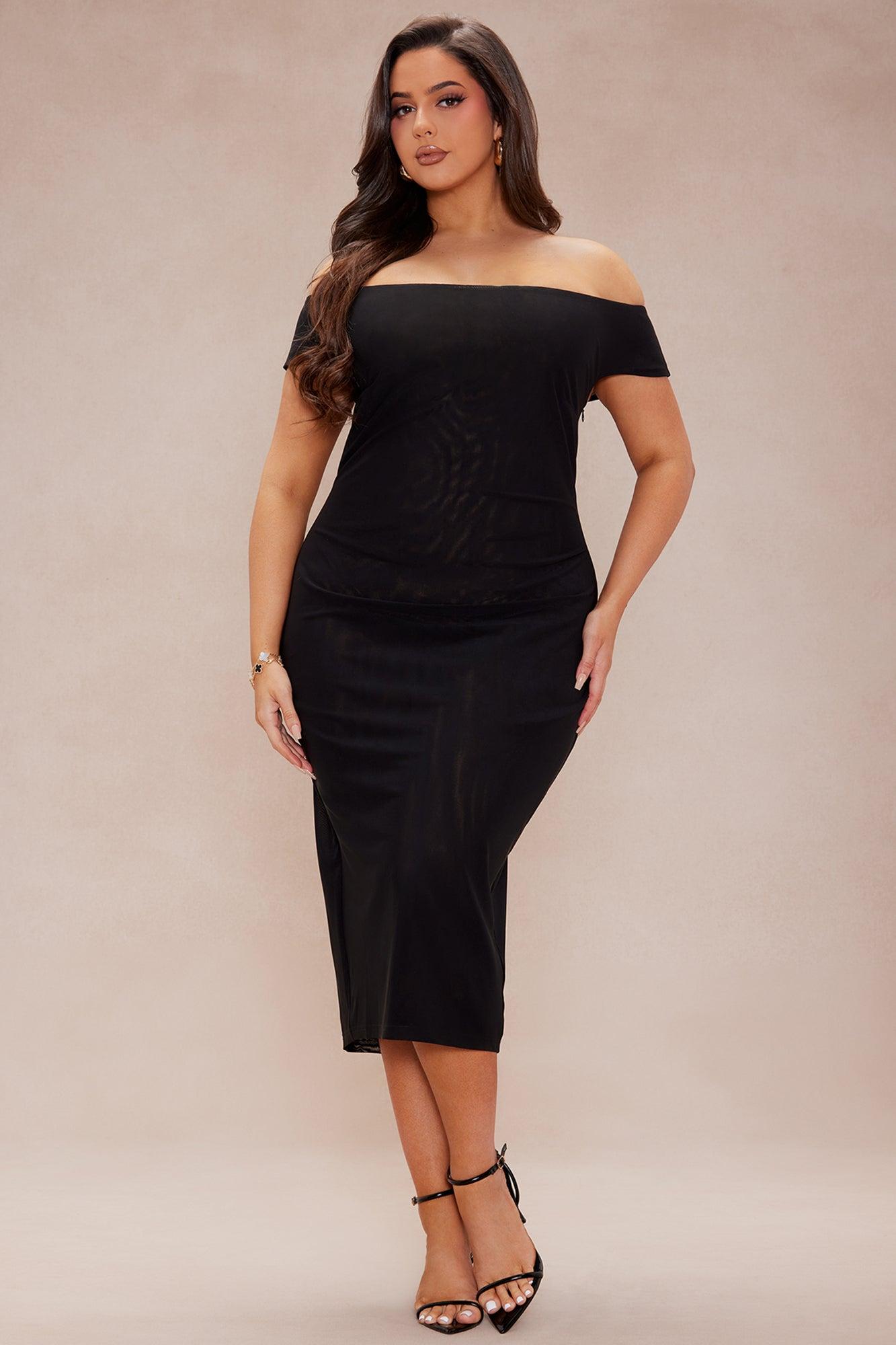 Main Event Mesh Midi Dress - Black Product Image
