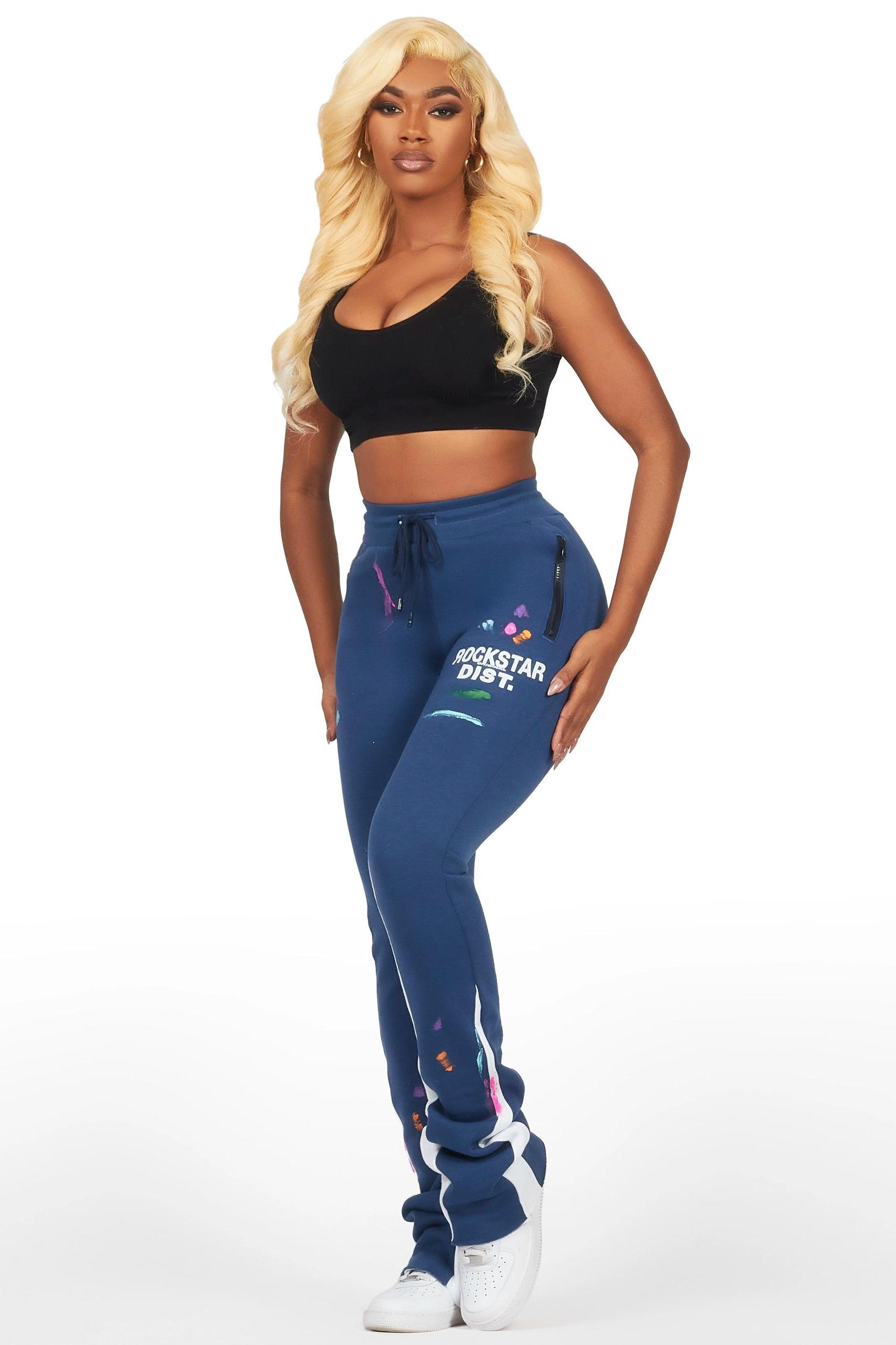 Karenthia Navy Stacked Track Pant Female Product Image