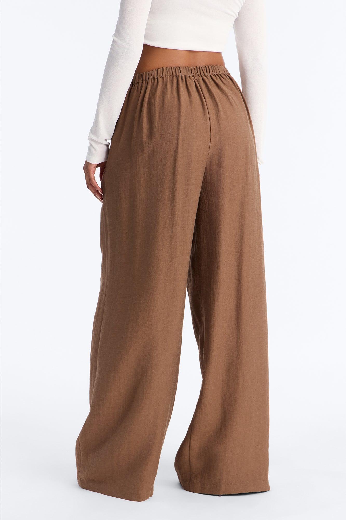 Run The City Linen Wide Leg Pants 33″ - Mocha Female Product Image