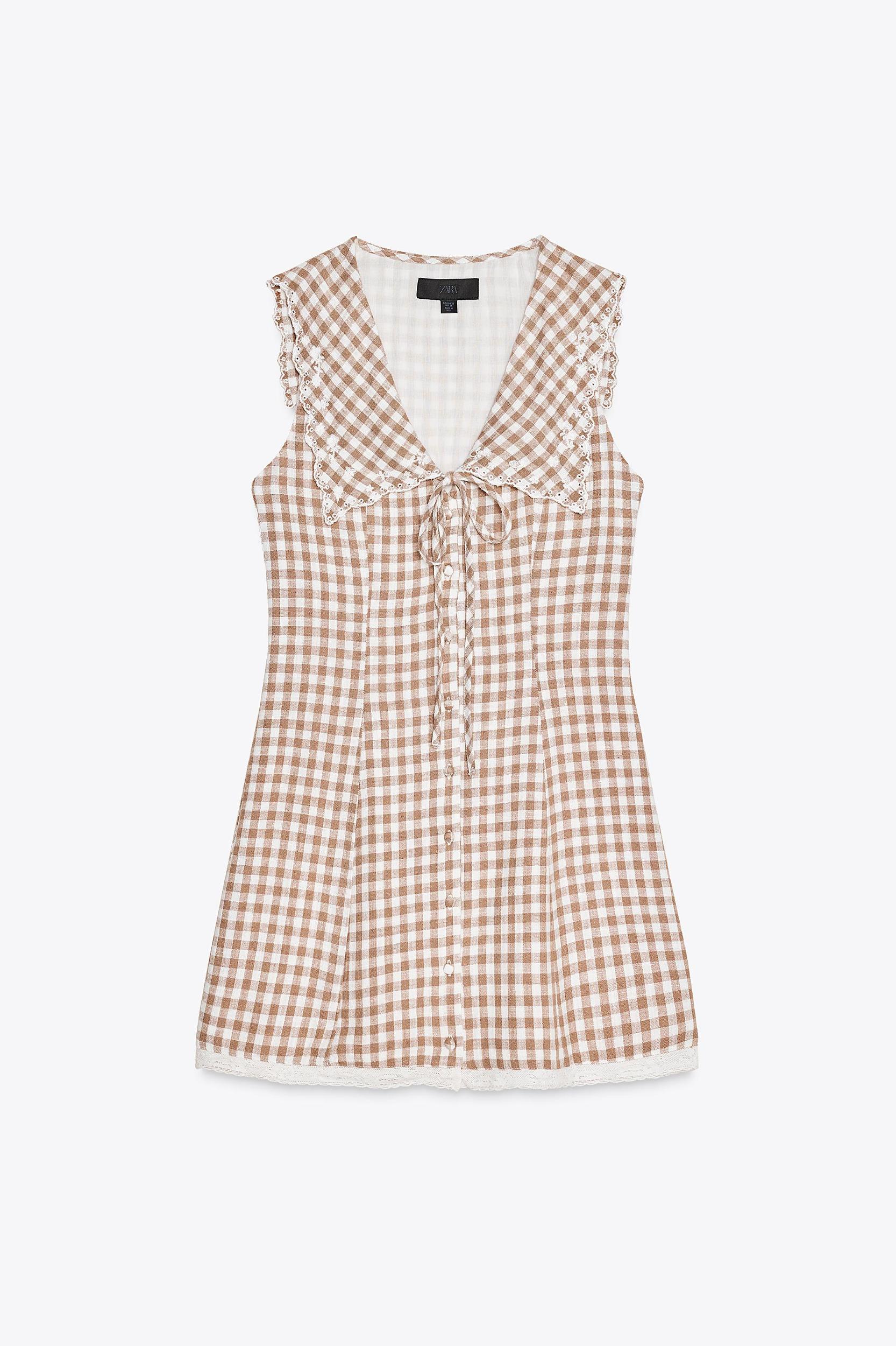 GINGHAM SHORT DRESS WITH PETER PAN COLLAR Product Image
