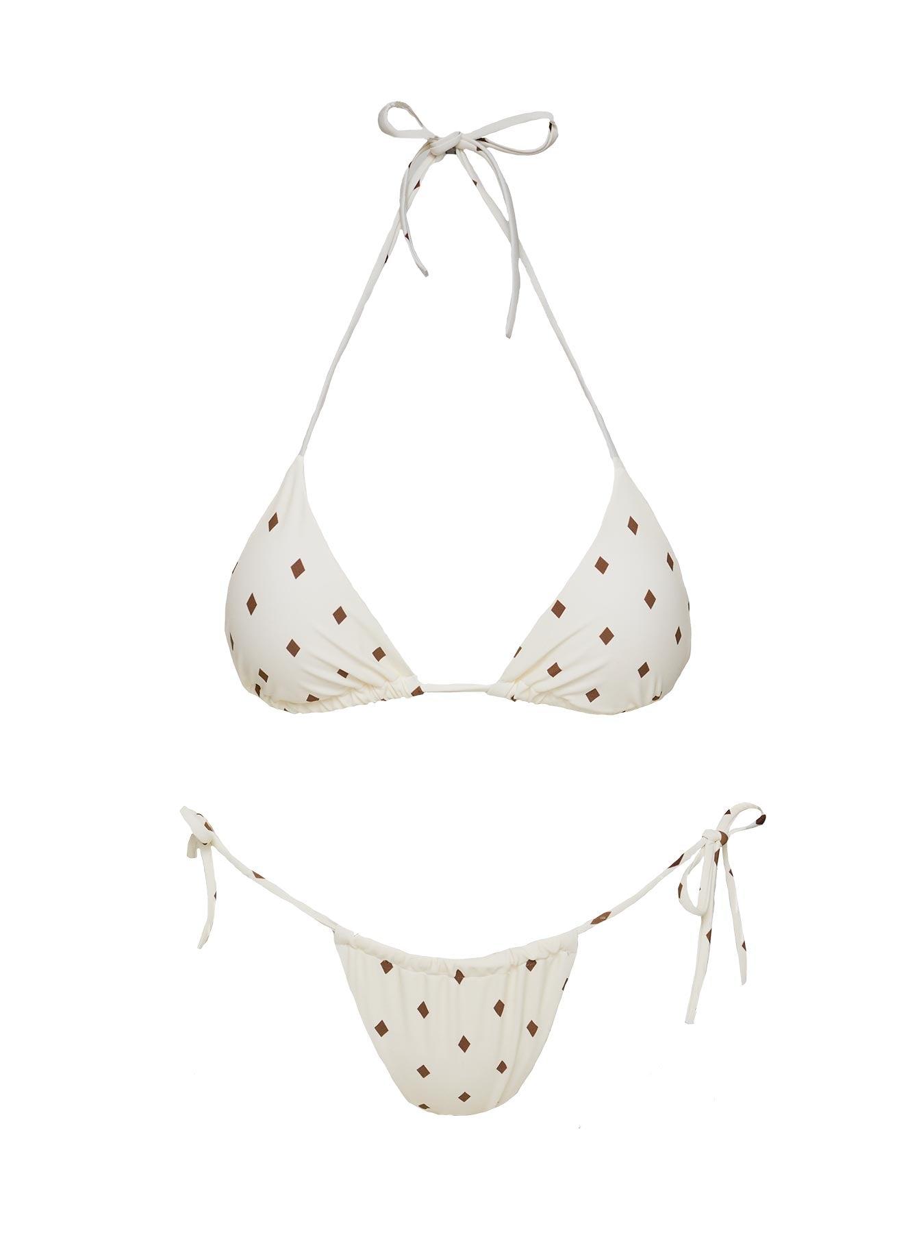 Jenner Tie Side Ruched Bikini Bottom White Diamond Product Image