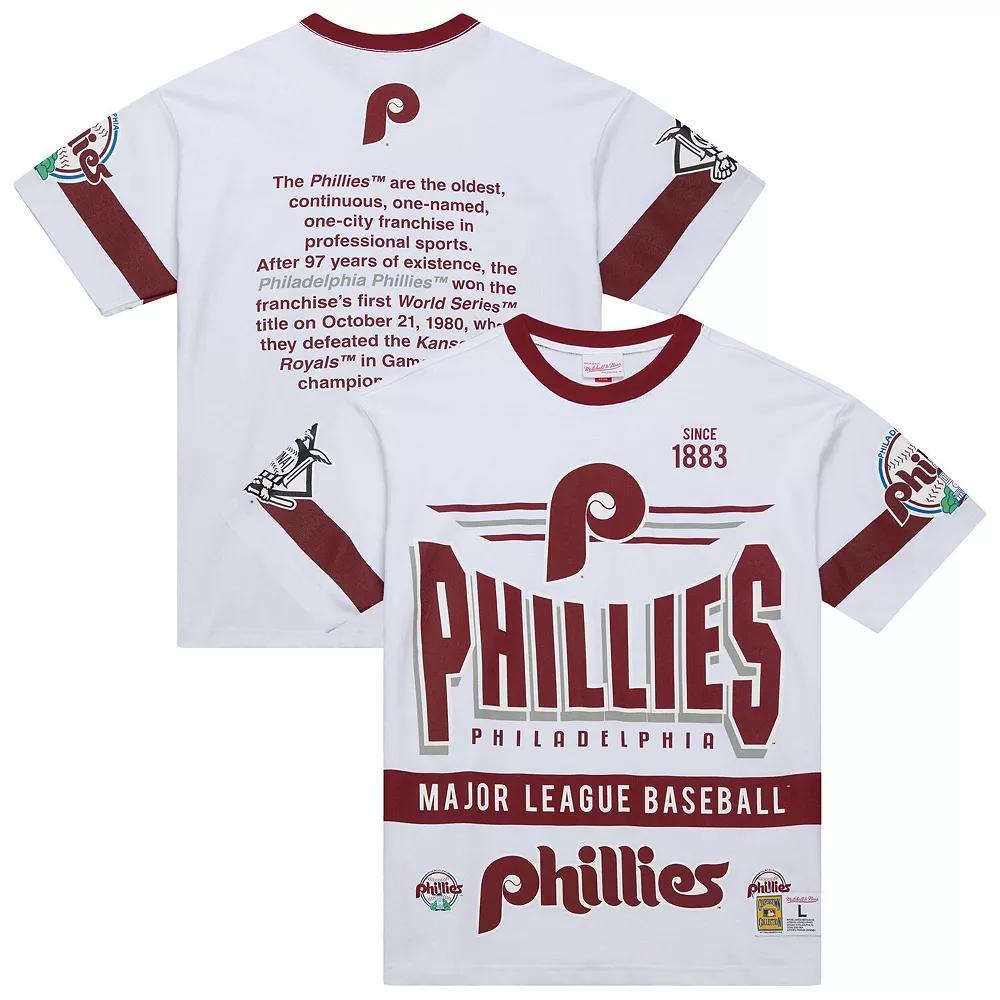 Men's Mitchell & Ness White Philadelphia Phillies Cooperstown Collection Team Origins Premium T-Shirt,  Product Image