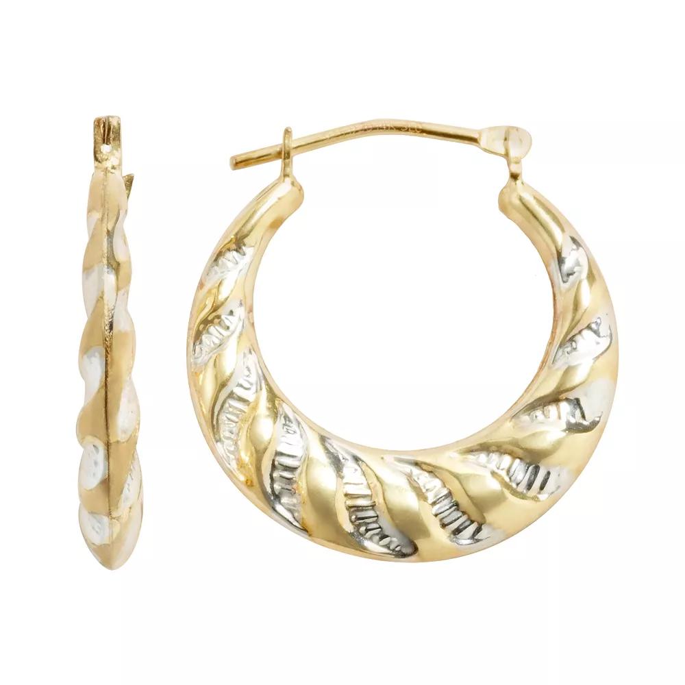 Two Tone 14k Gold-Bonded Sterling Silver Twisted Hoop Earrings, Women's, Multicolor Product Image