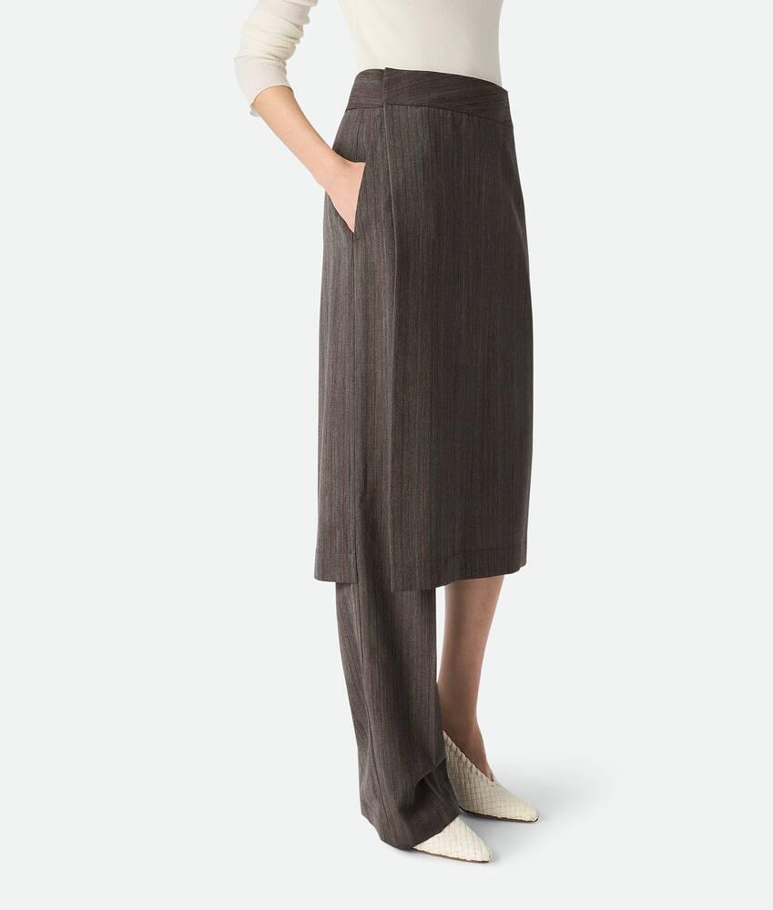 Women's Wool Subtle Stripe Skirt Trousers in Grey/brown melange Product Image