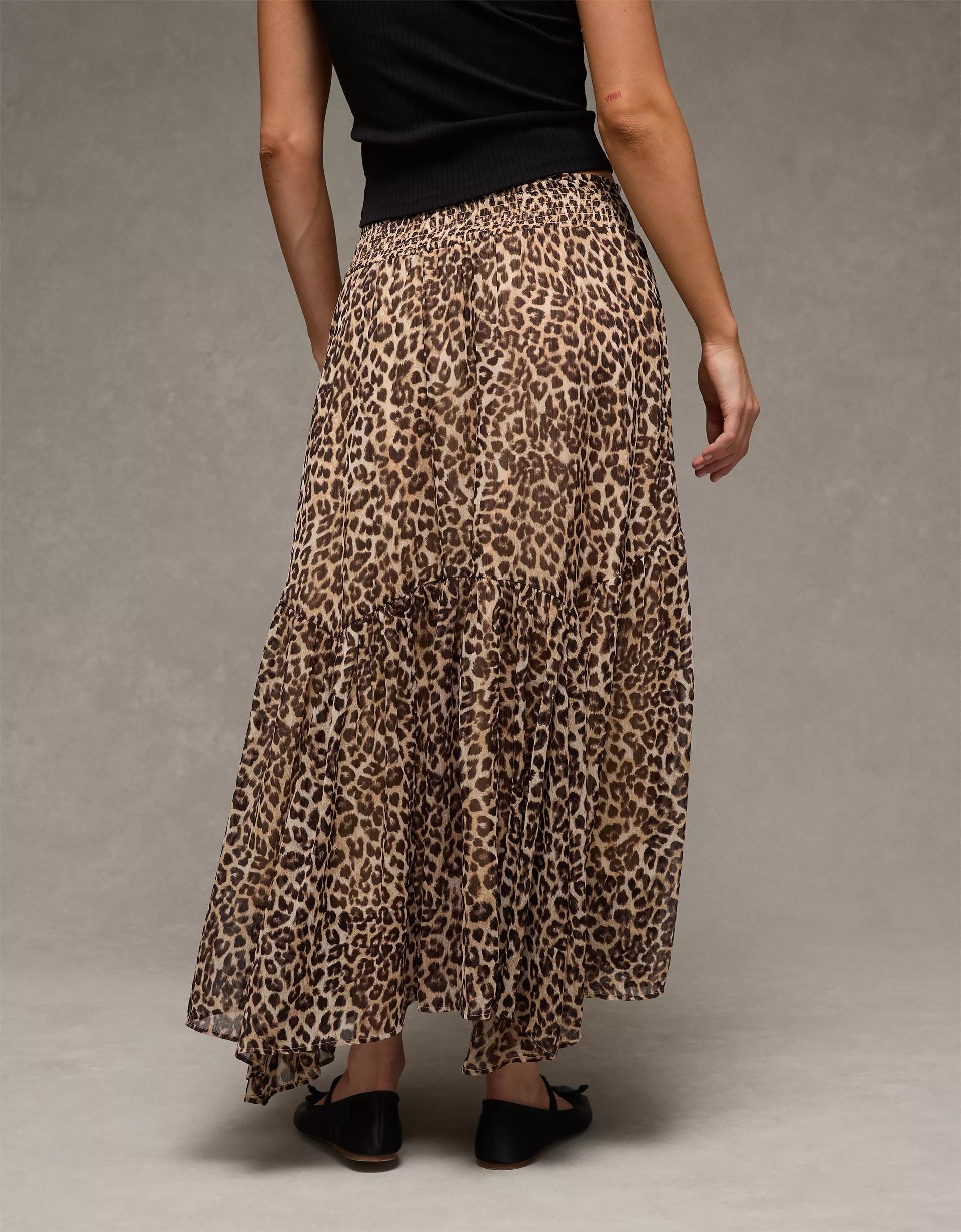 AE Smocked Handkerchief Hem Maxi Skirt Product Image