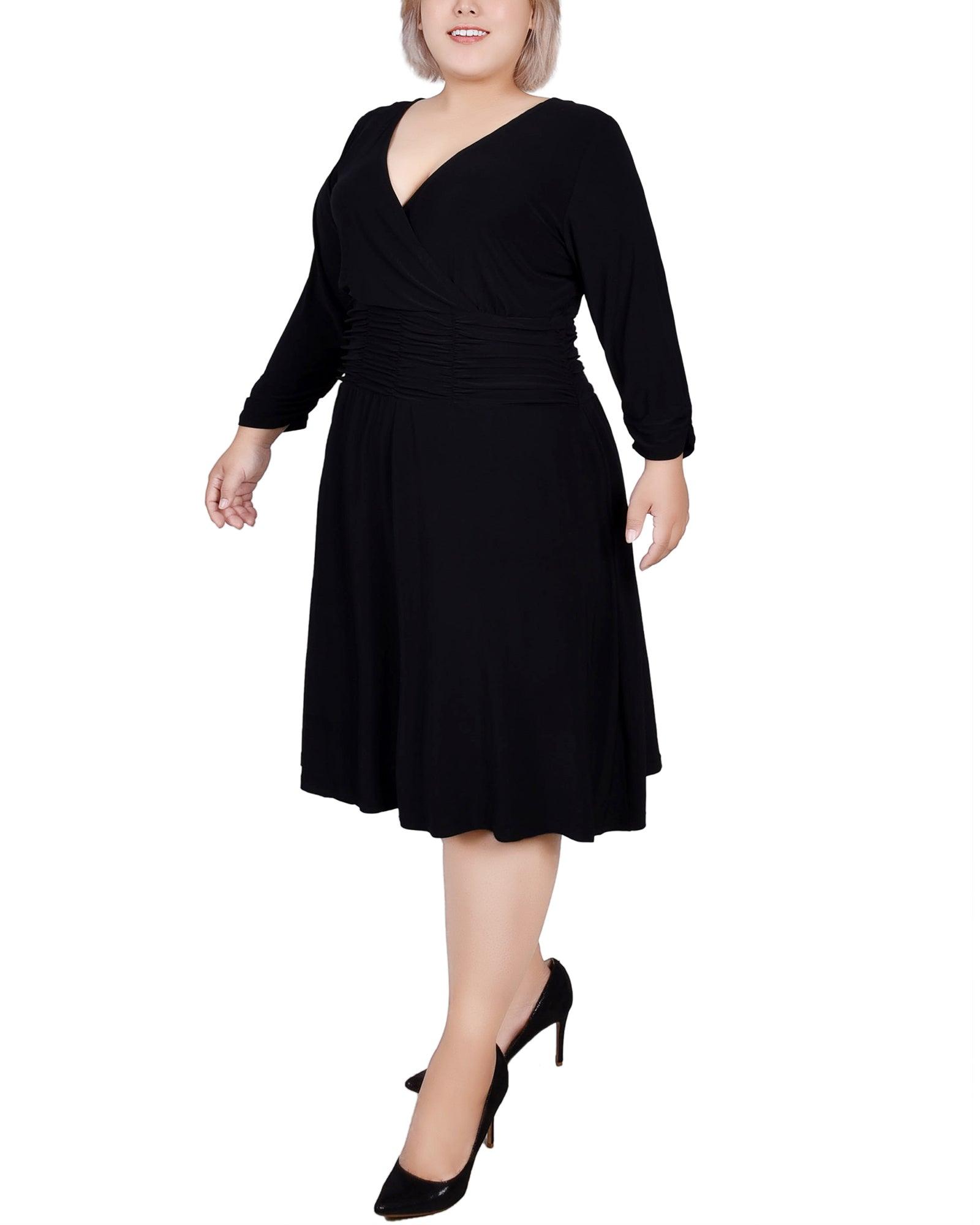 Black Ruched A-Line Dress - Plus Product Image