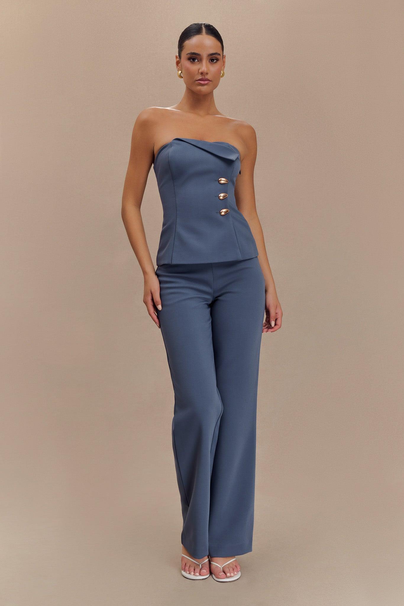 Lindie Straight Leg Suiting Pants - Steel Product Image