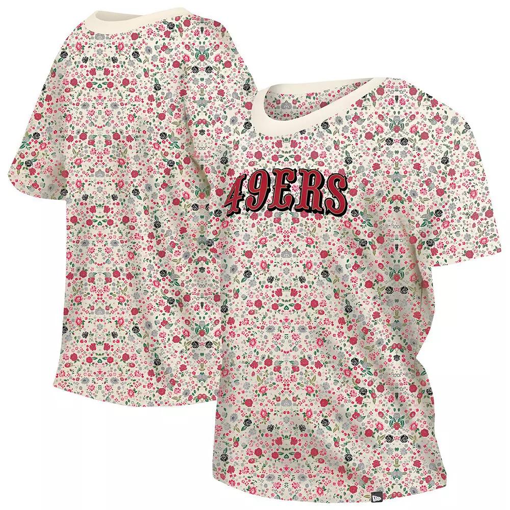 Women's New Era Cream San Francisco 49ers Glam Game Floral T-Shirt,  Product Image