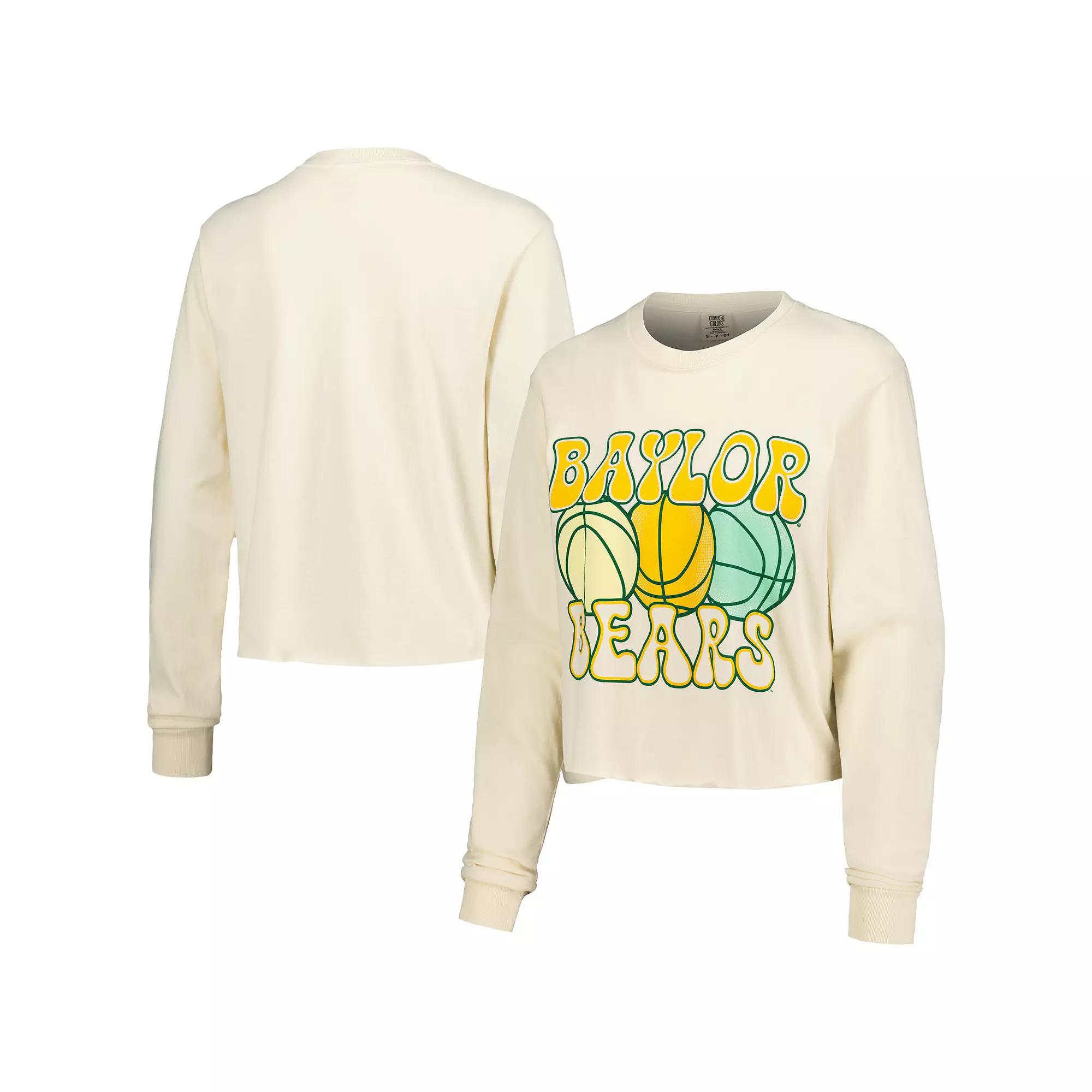 Women's Natural Baylor Bears Comfort Colors Basketball Cropped Long Sleeve T-Shirt, Size: 2XL, Bay Beige Product Image