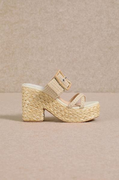 Ridin' the Waves Raffia Wedge with Bamboo Buckle Product Image