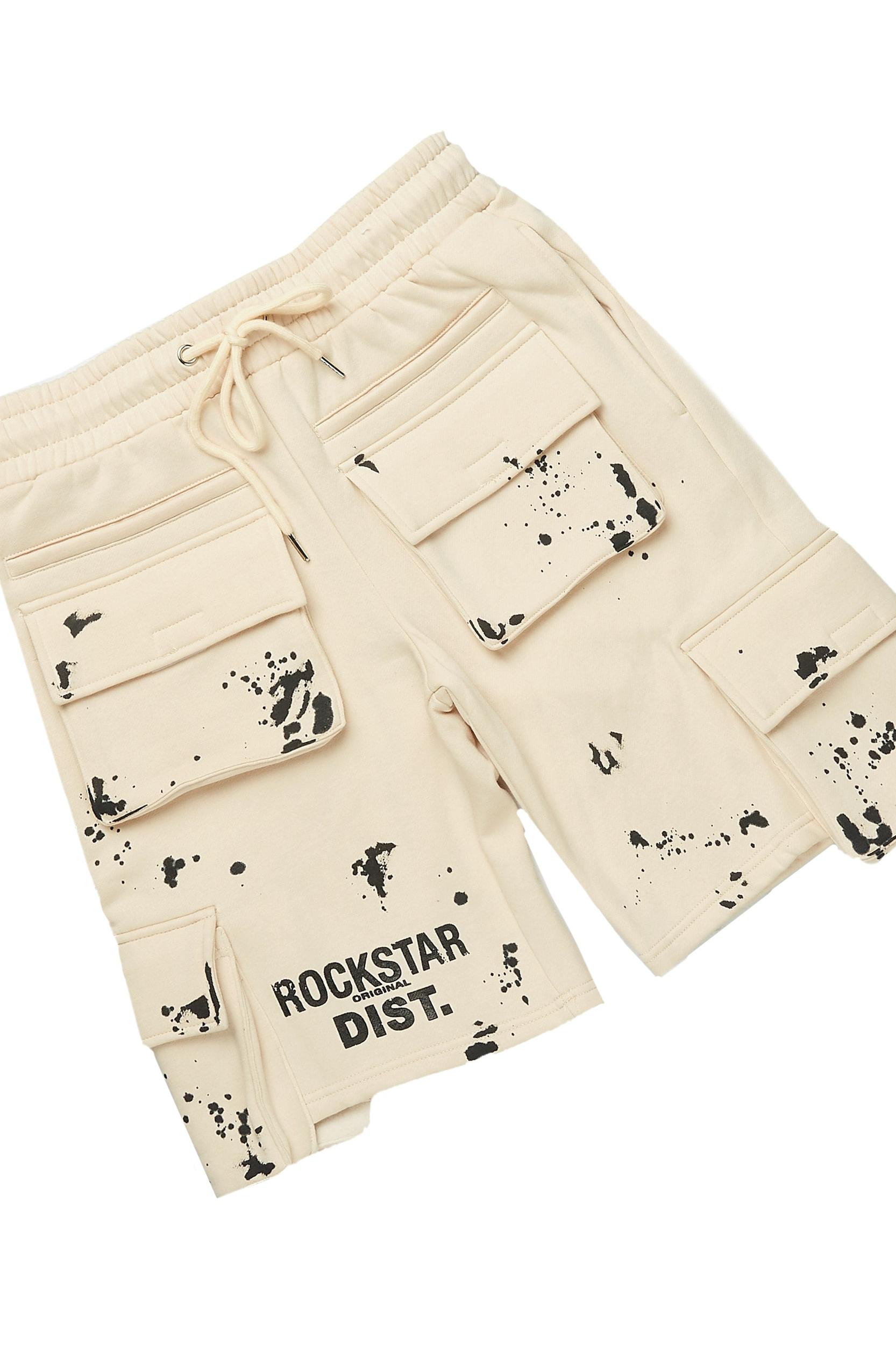 Raffer Beige/Black T-Shirt Cargo Shorts Set Male Product Image