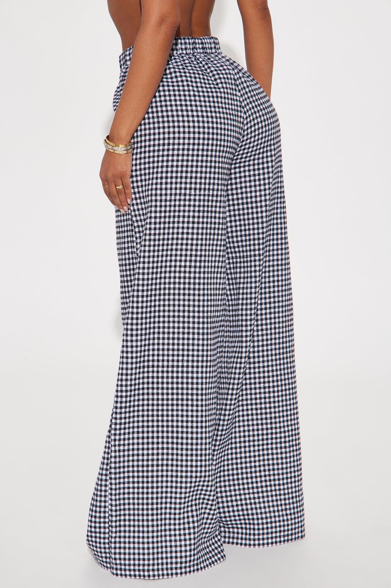 Free Spirit Gingham Wide Leg Pant - Black/White Product Image