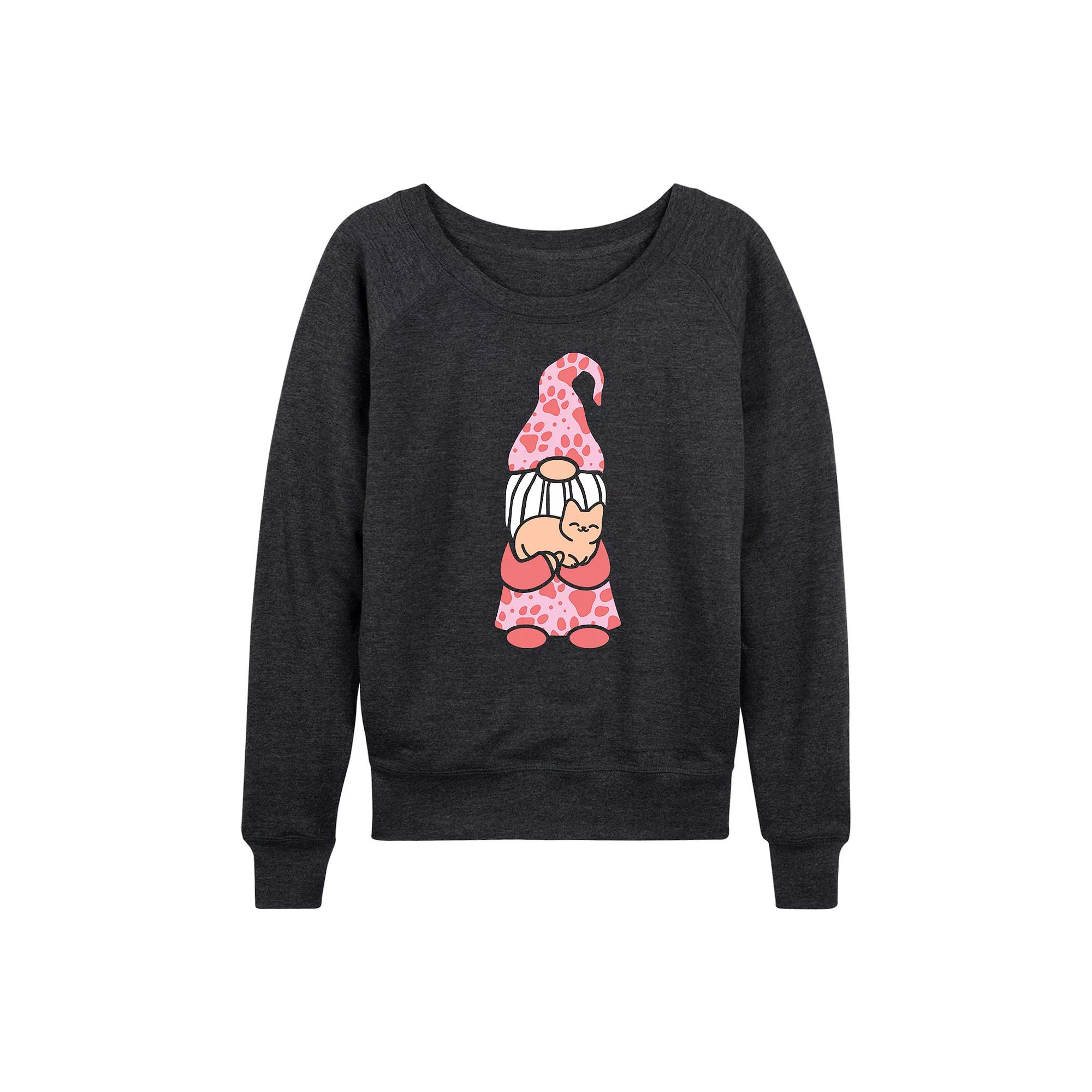 Women's Boho Gnome With Glasses French Terry Long Sleeve Tee,  Product Image