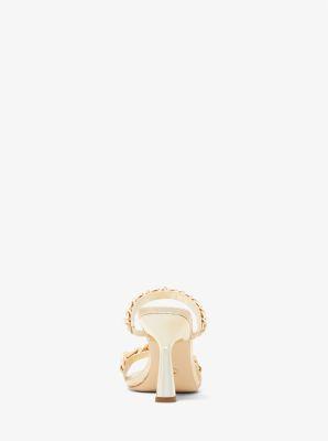 Clara Embellished Metallic Snake Embossed Leather Sandal Product Image