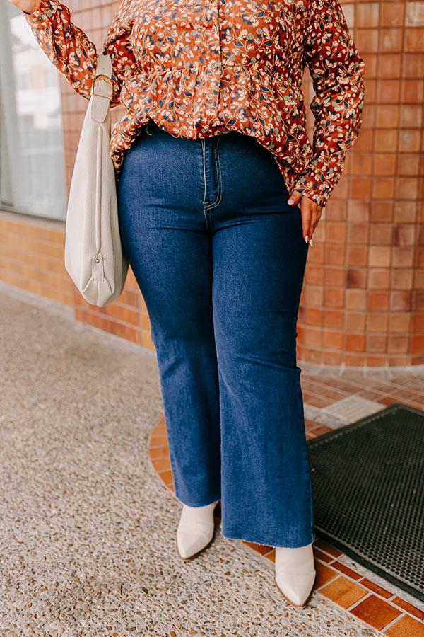 The Adriana High Waist Wide Leg Jean in Dark Wash Curves Product Image