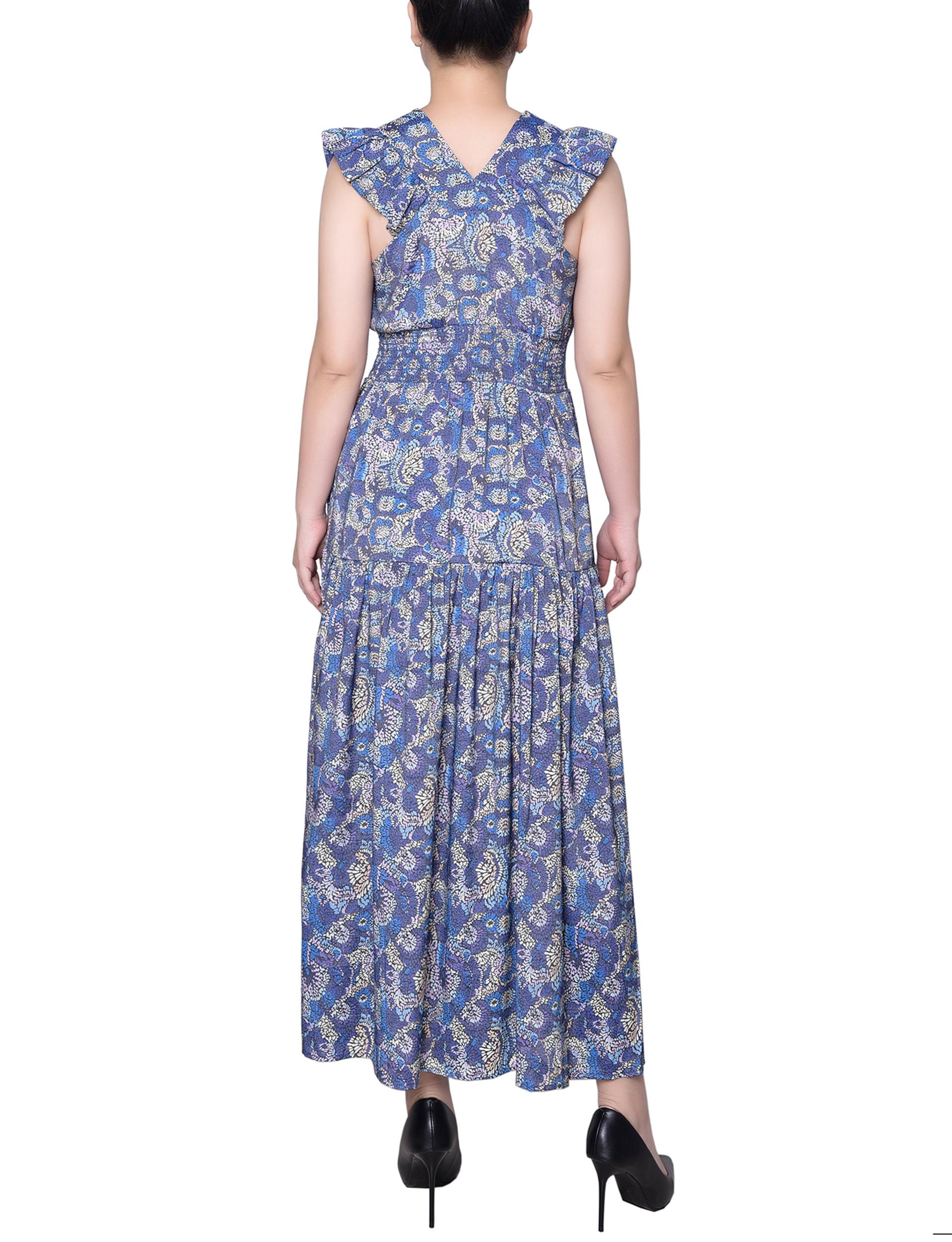 Blue Flutter Sleeve Midi Dress - Petite Product Image