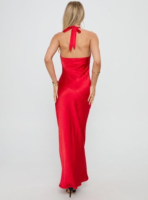 Big Deal Halter Maxi Dress Red Product Image
