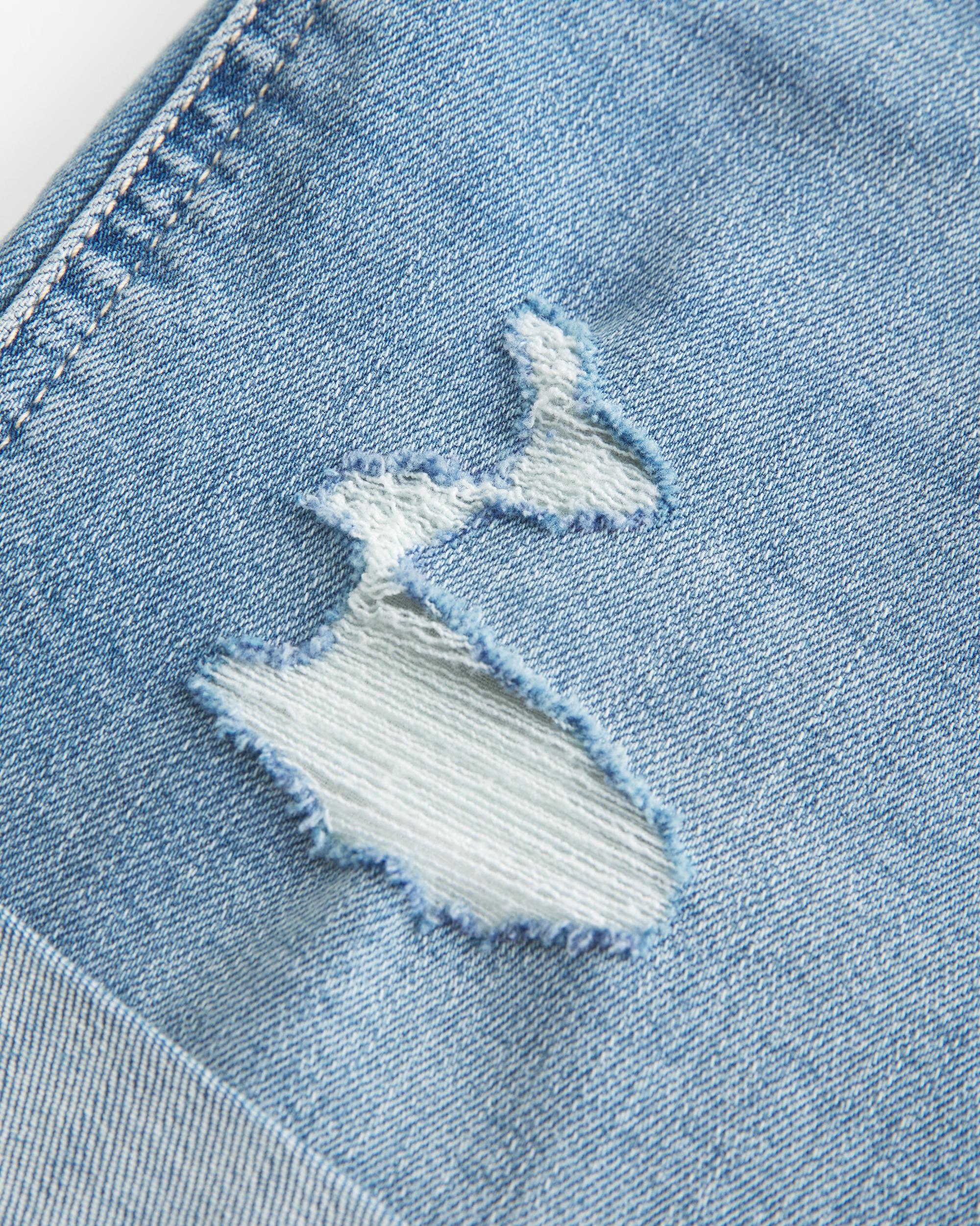 High-Rise Medium Wash Denim Shortie Shorts Product Image