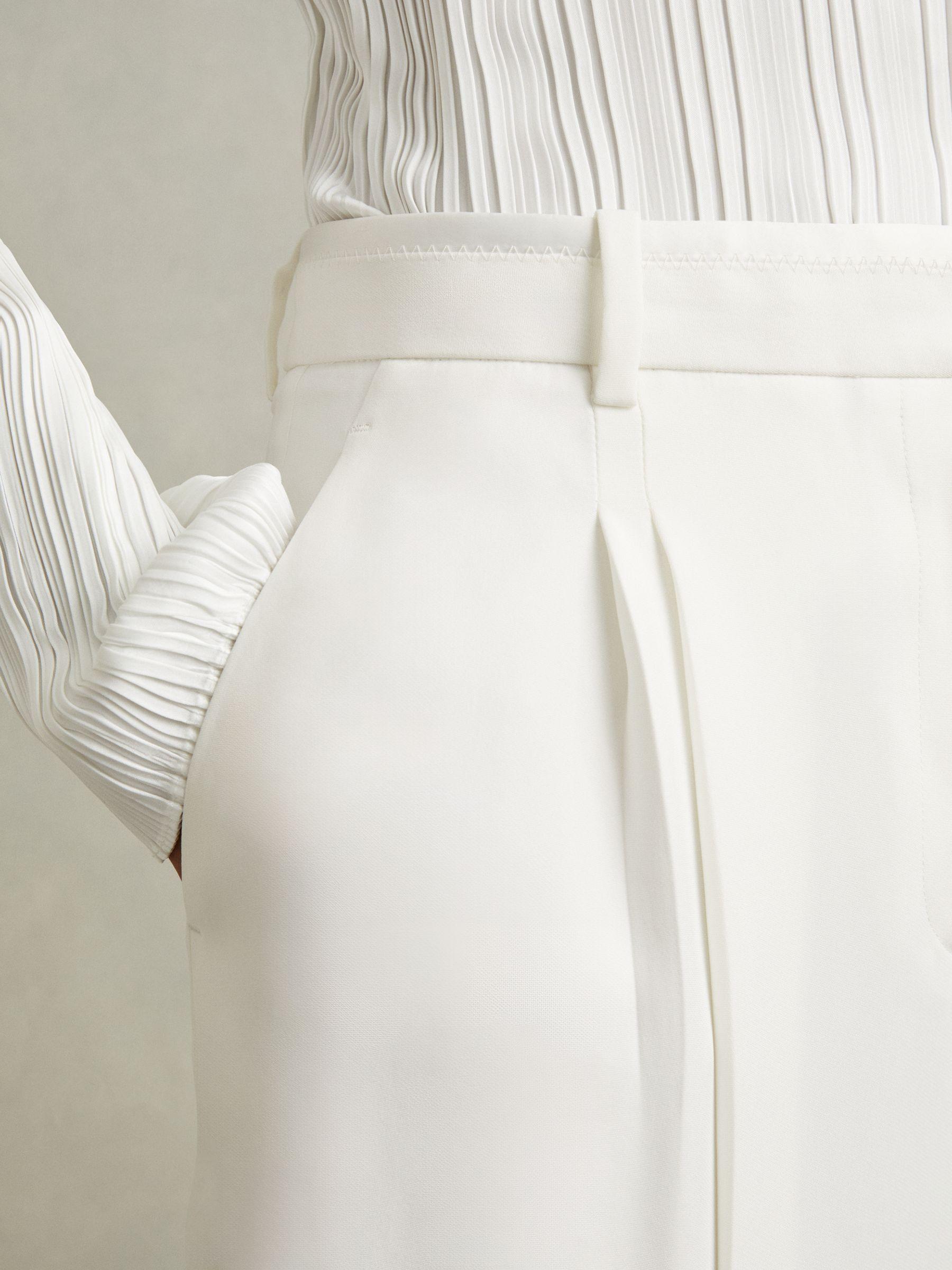 Double Pleat Wide Leg Tux Trousers in Cream Product Image