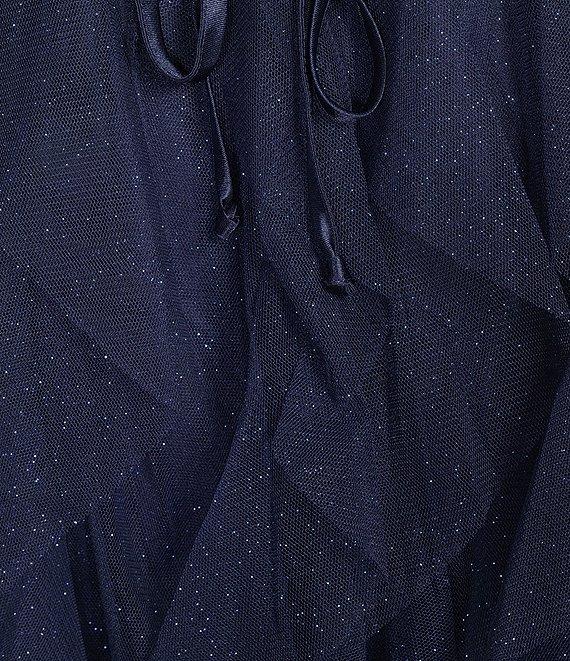 Pear Culture Glitter Mesh V-Neck Corset Bodice Corkscrew Ballgown Product Image