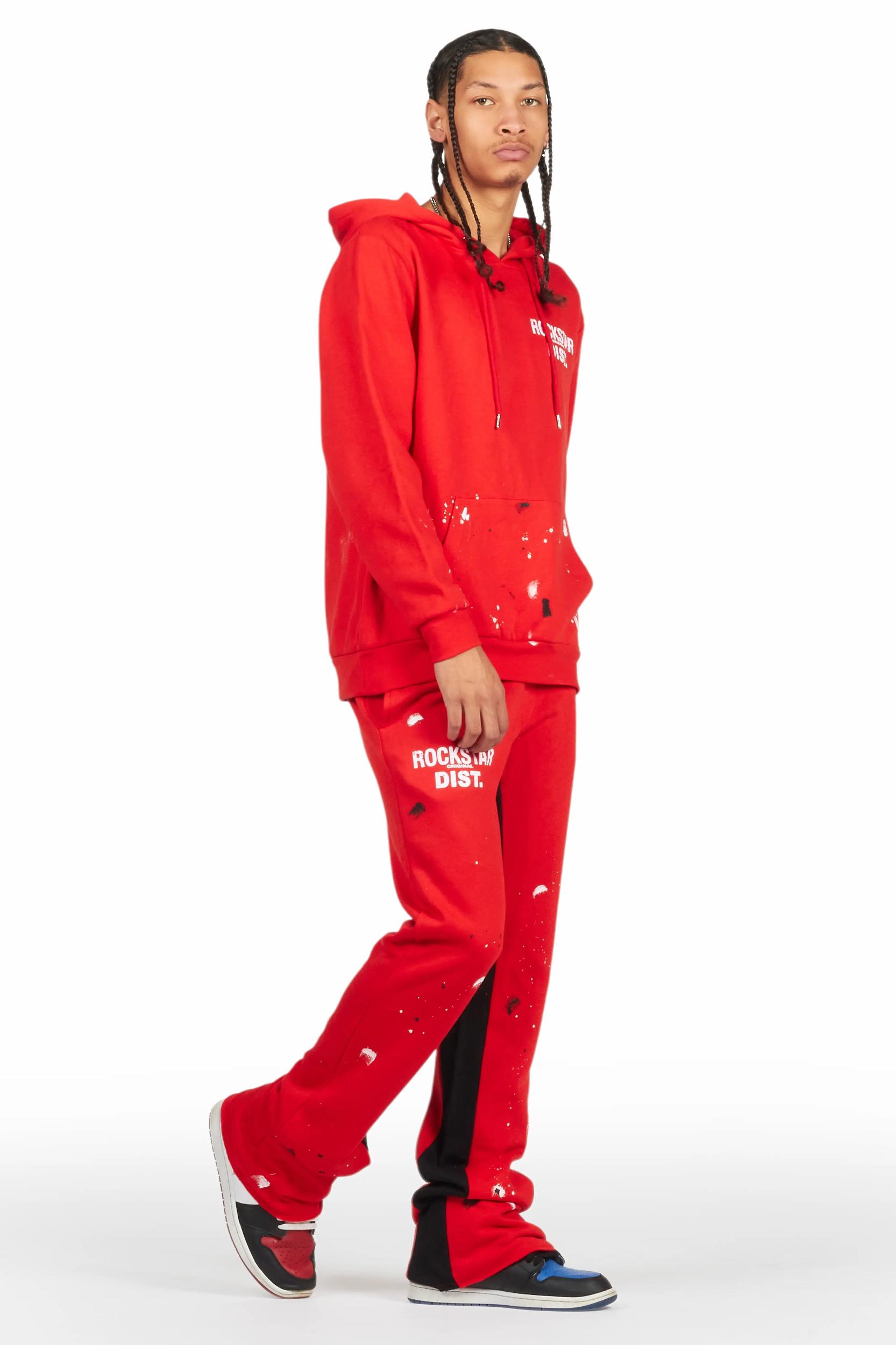 Jaco Red Hoodie Baggy Fit Pant Track Set Male Product Image
