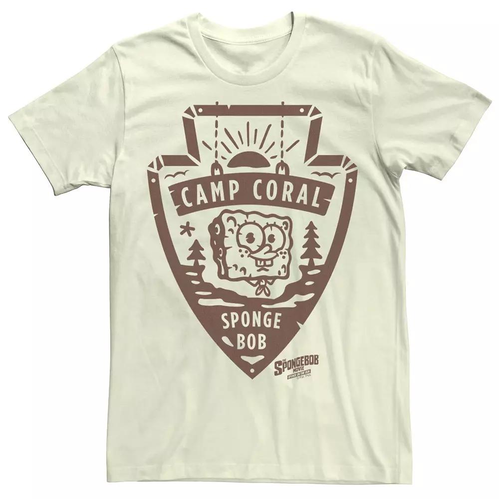 Men's SpongeBob Sponge On The Run Camp Coral Badge Tee,  Product Image
