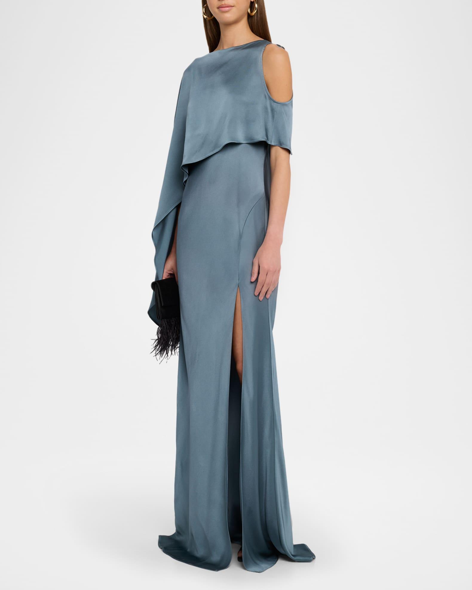 Satin Asymmetric Draped Gown Product Image