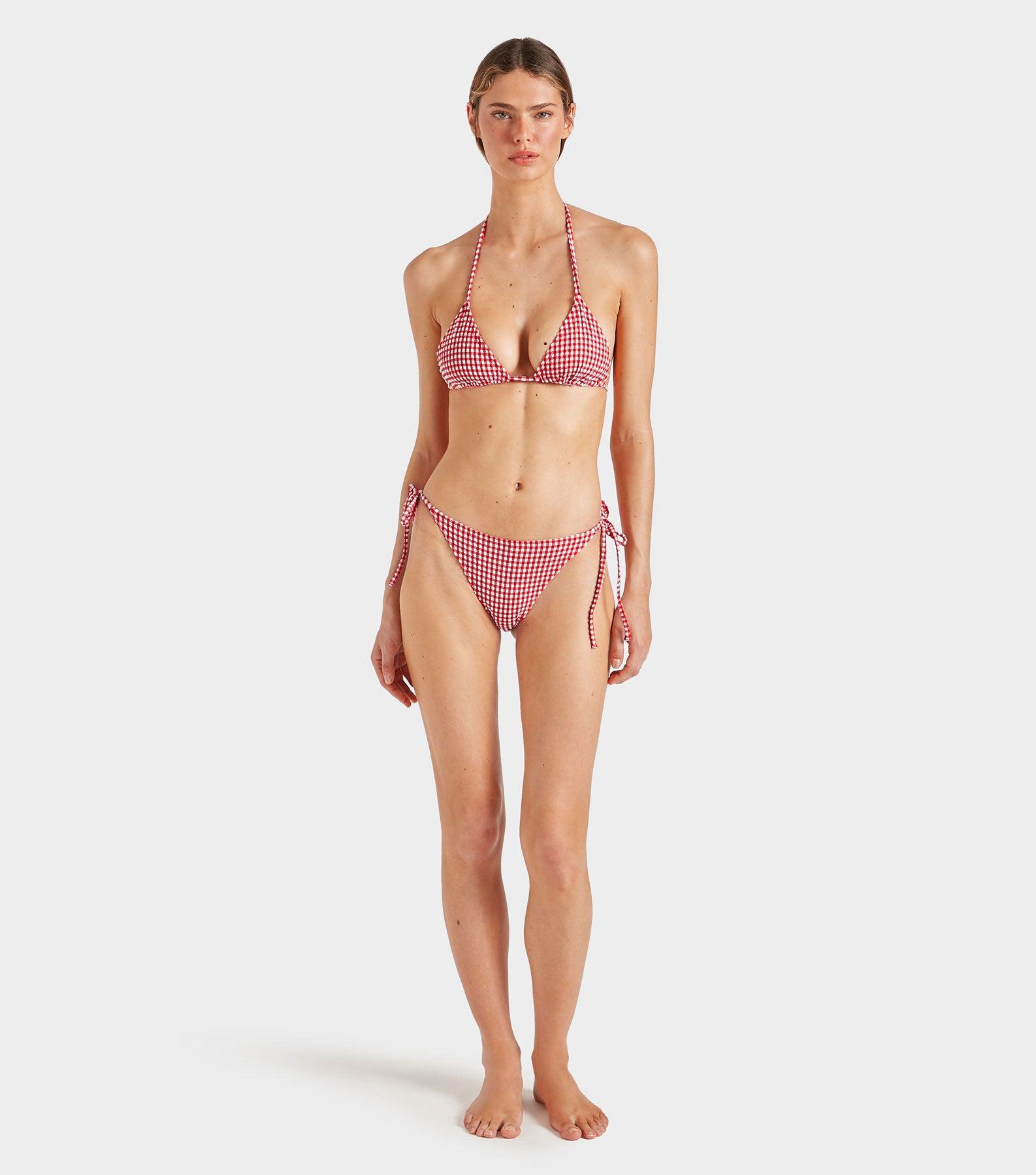 Gingham Seersucker Sabrina Bikini - Red Gingham Product Image