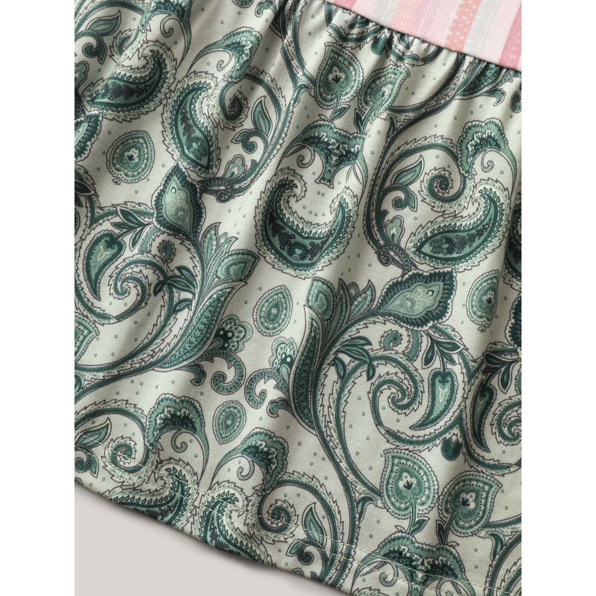 Plus Size Striped Print Spliced Ruffled Tank Top Women Multicolor Boho Gathered Flat collar with V-notch Vacation Tank Tops Camis BloomChic 28/5X Product Image