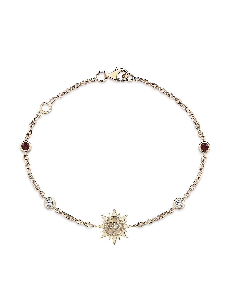 Womens Equinox Sun 14K Yellow Gold, 0.24 TCW Diamond & Garnet Bracelet Product Image