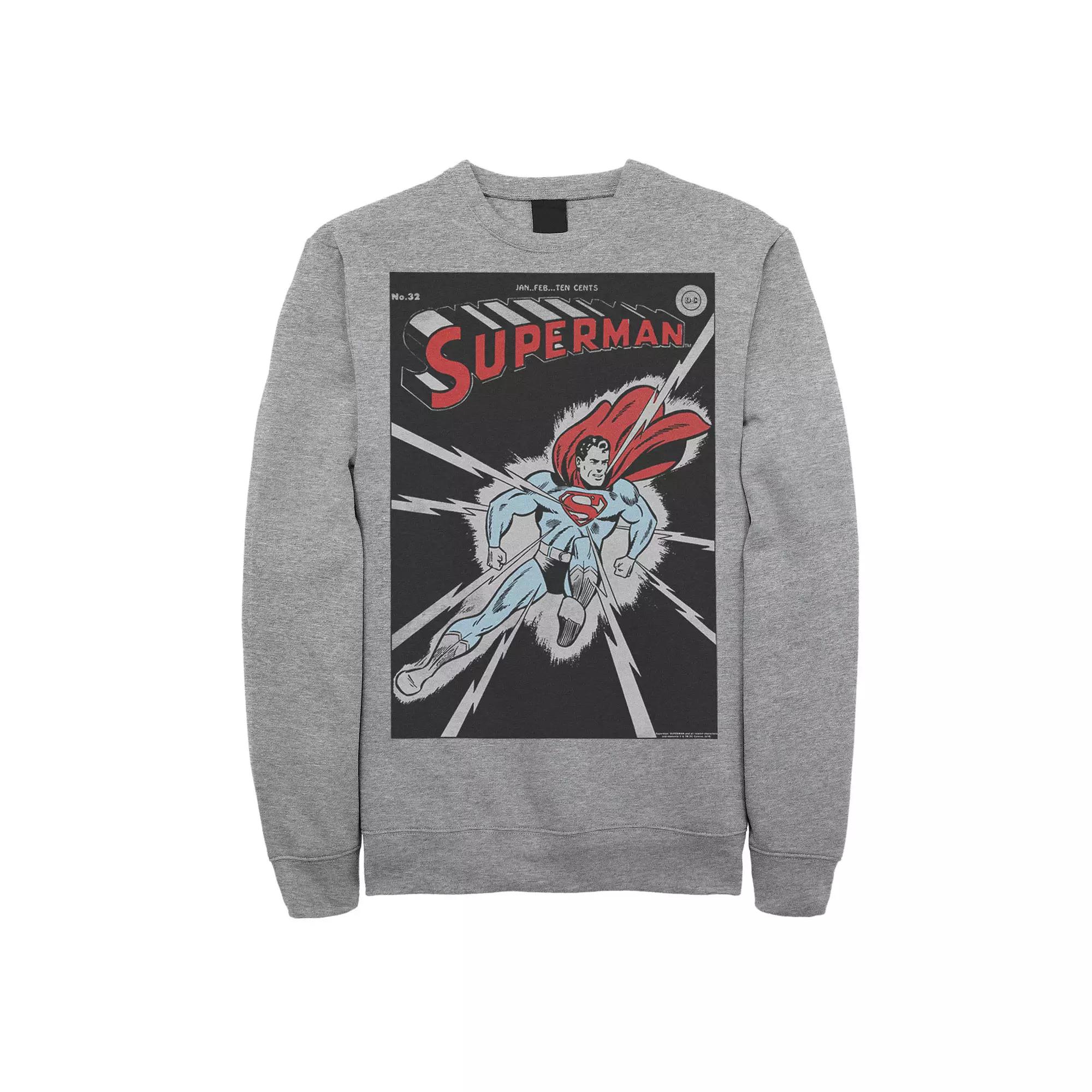 Mens DC Comics Superman No. 32 Comic Cover Poster Fleece Sweatshirt Athletic Grey Product Image