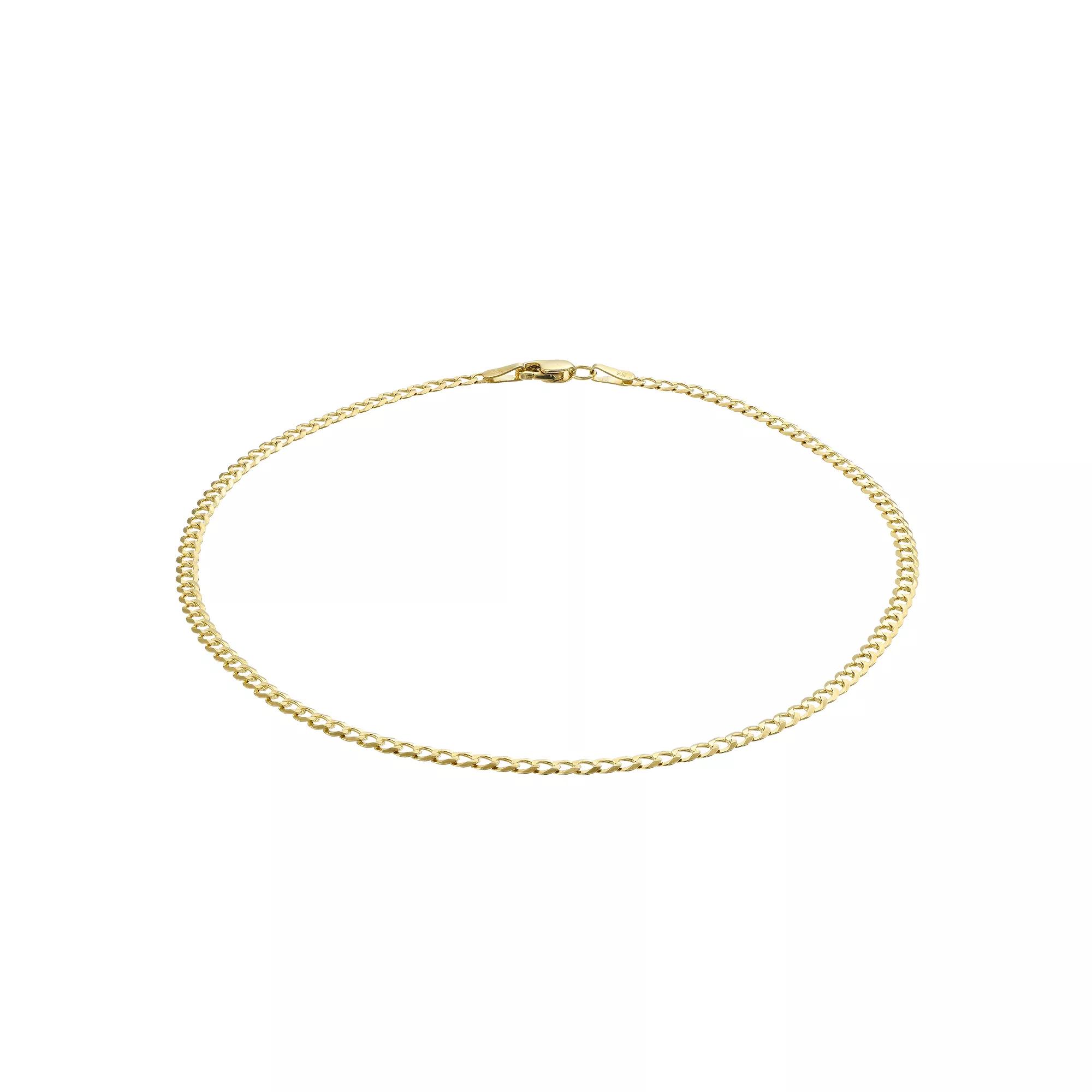 14k Gold Comfort Diamond-Cut Curb Anklet, Women's, Size: 10" Product Image